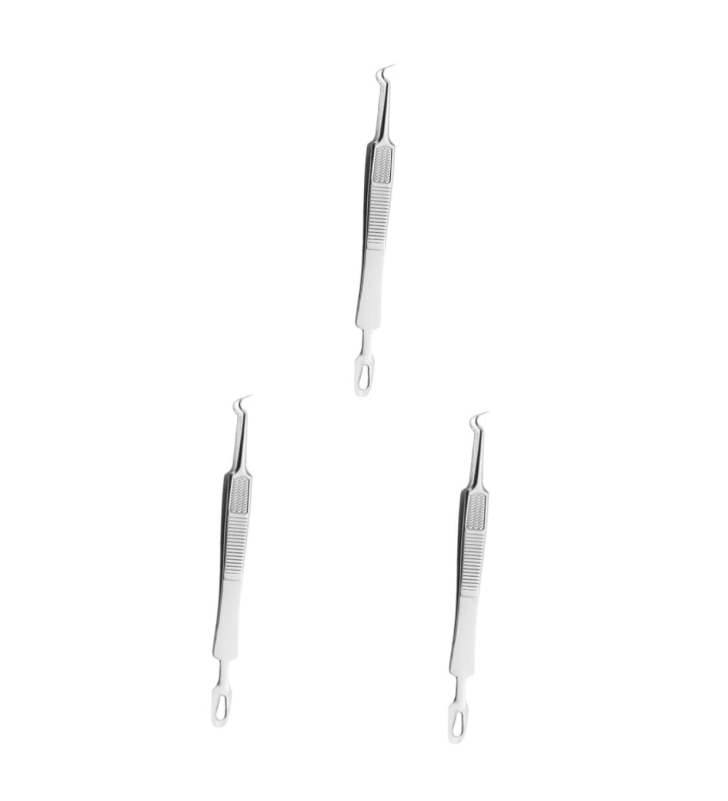 BIUDECO 9 Pcs Clip Spot Tweezers Comedone Blackhead Pimple Removal Kit Remover Silver Stainless Steel - Buy Online on GoSupps.com