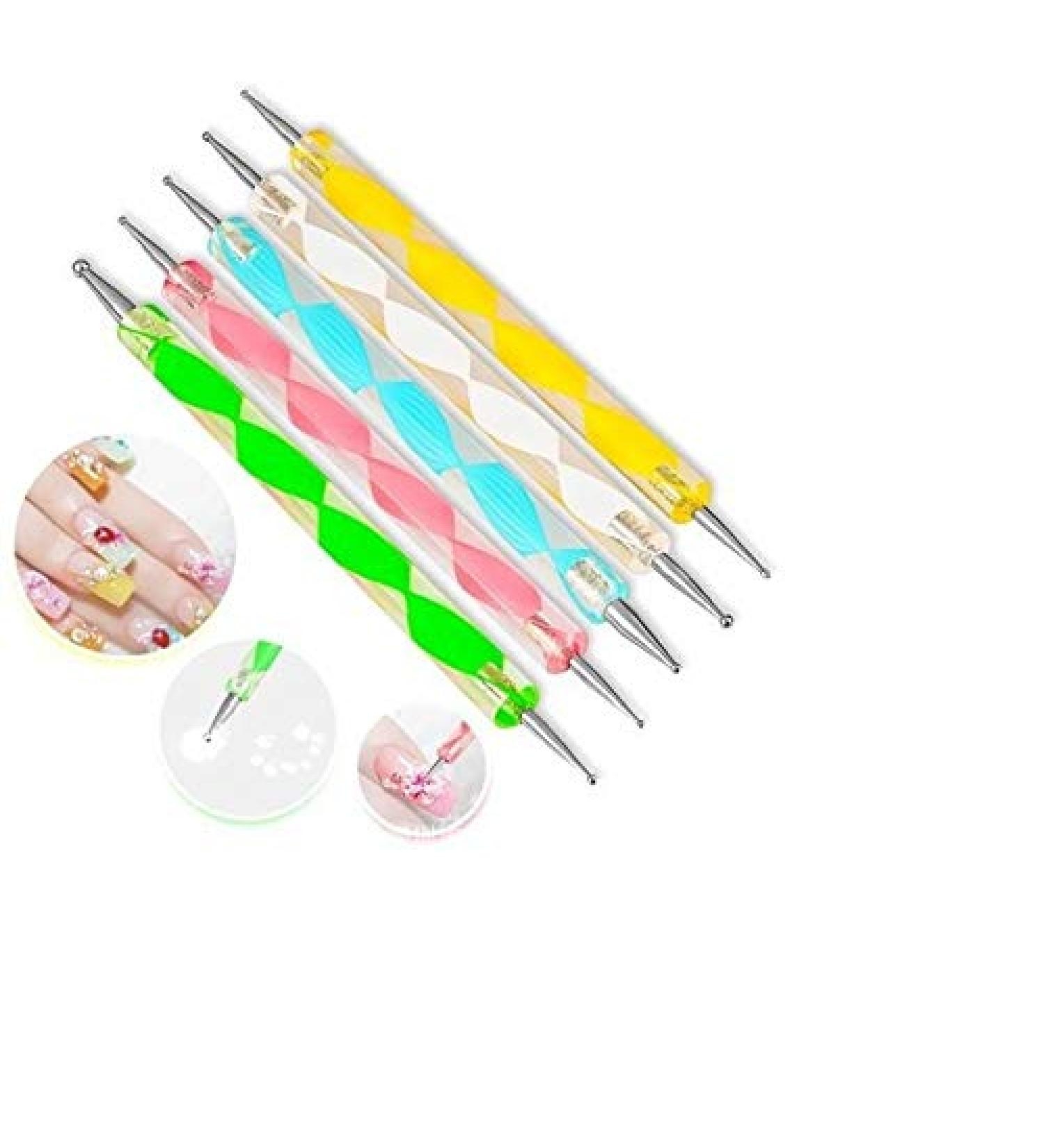 Promotions 5 Pcs/Set 2 Way Dotting Pen Marbleizing Painting Tool Nail Art DIY Design Dot Set - Buy Online on GoSupps.com