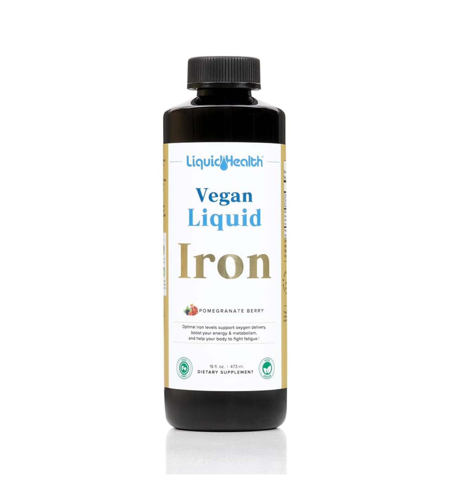 LIQUIDHEALTH Vegan Liquid Iron Supplement with SunActive & Ferrochel Iron - Natural Energy Immune System & Metabolic Support Increase Mental Clarity Prenatal/Postnatal - USA Made Non-GMO (16 oz) 16 Fl Oz (Pack of 1) - Buy Online on GoSupps.com