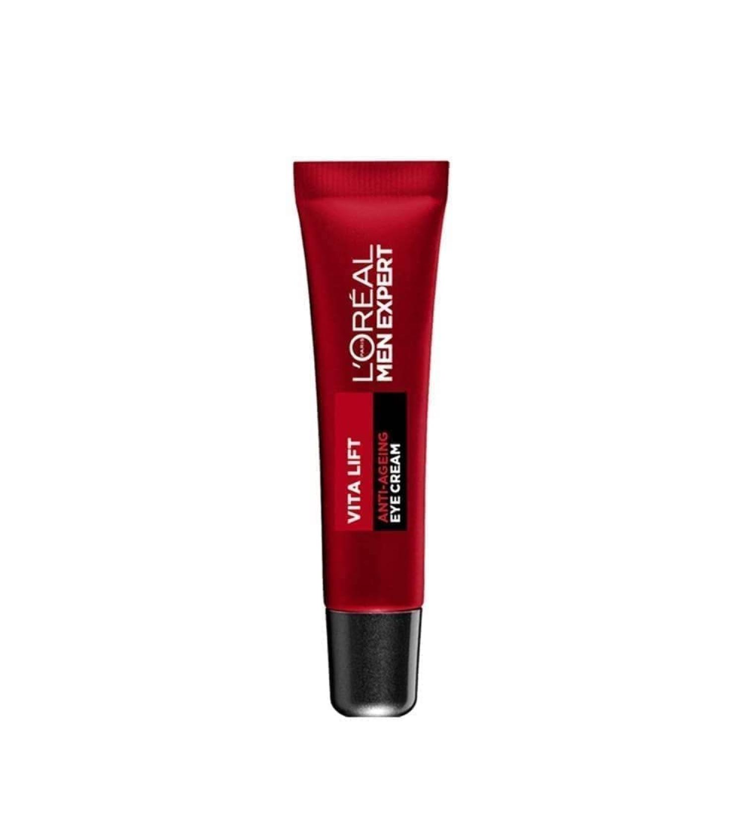 L'Oreal Paris Men Expert Anti-Ageing Eye Cream Vita Lift Anti-Wrinkle Mens Eye Cream Targets Eye Bags 15 ml - Buy Online on GoSupps.com
