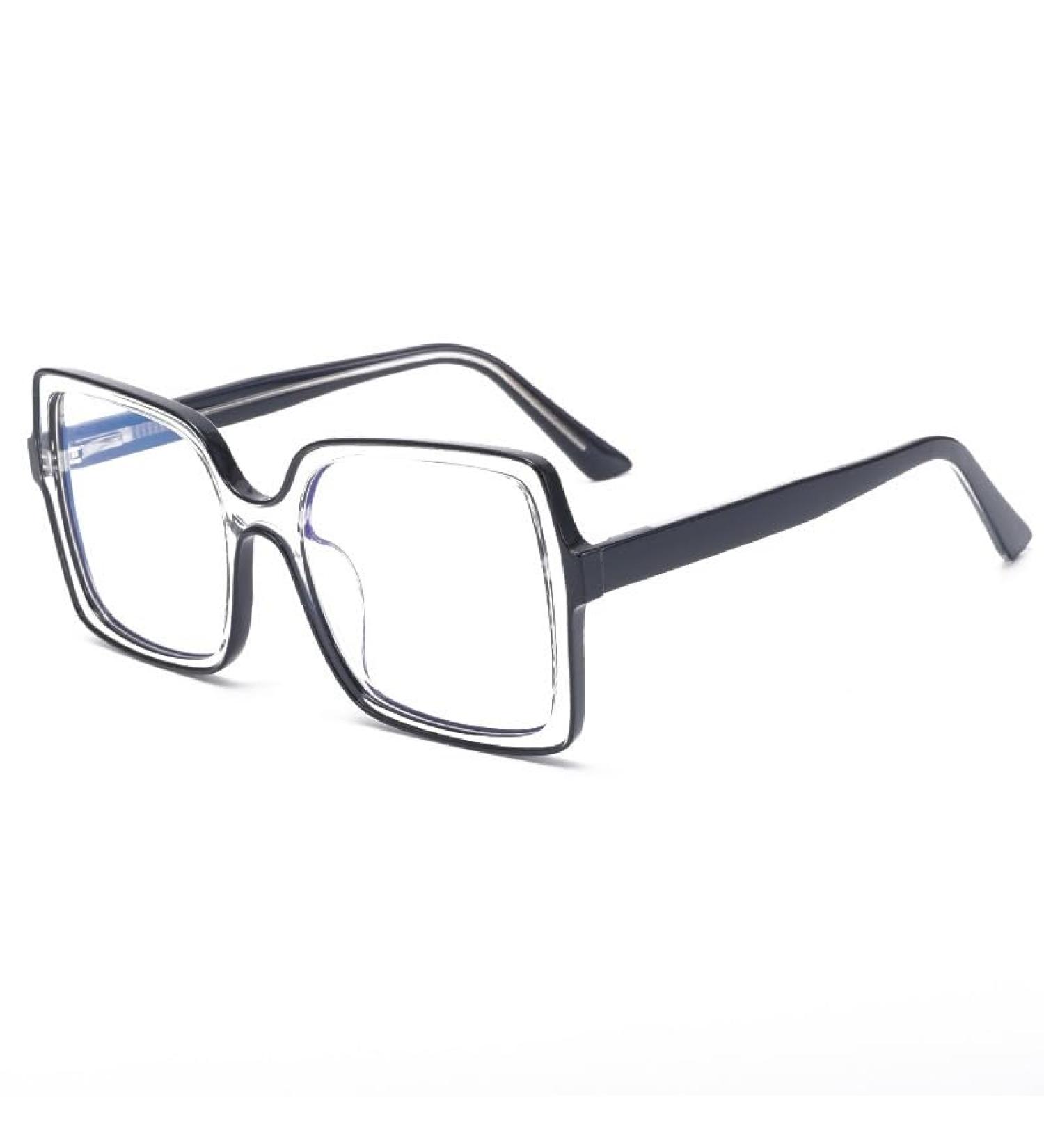 Shop Oversized Square Blue Light Blocking Reading Glasses +250 - Anti Eye Strain Eyeglasses for Computer Use - Stylish Black Frame - Buy Online on GoSupps.com