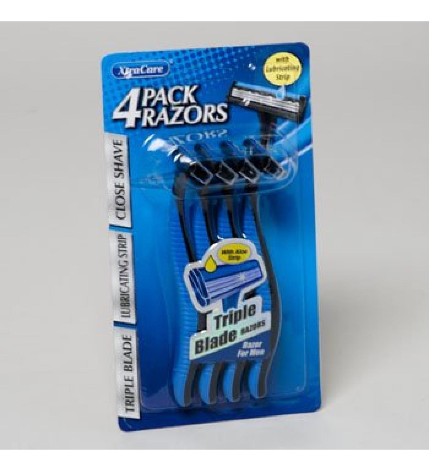 Razors Mens Triple Blade 4 Pack Carded Xtra Care Case of 36
