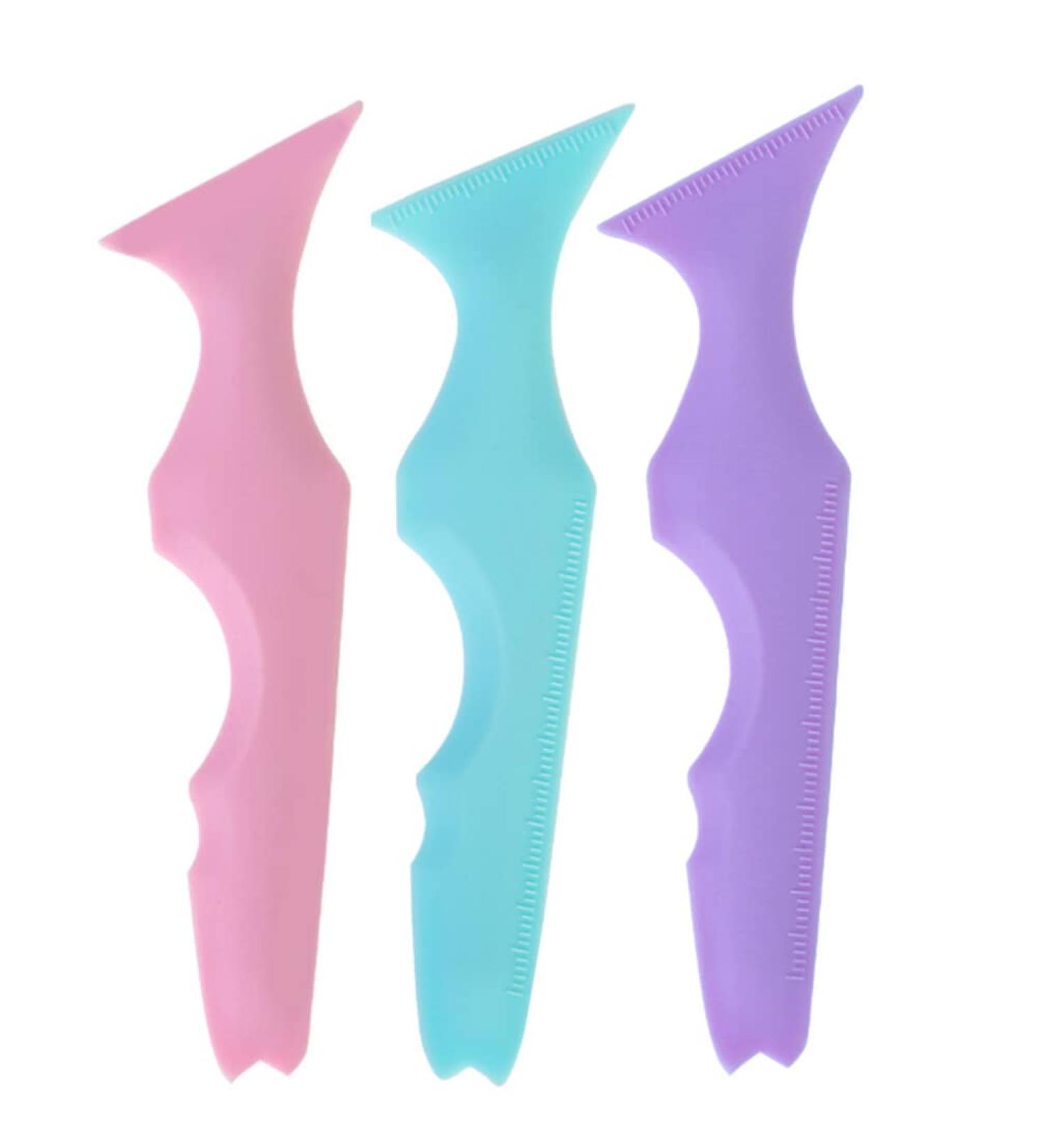 3pcs Silicone Beauty Ruler Set - Eyeliner Mascara Lipstick Applicator Tools | Makeup Supply in Pink Blue Purple - Buy Online on GoSupps.com