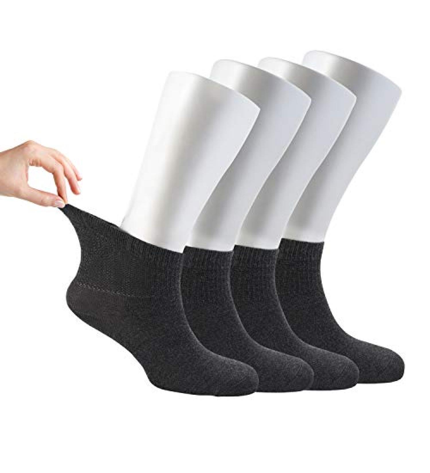 Cozyfeel Women's Diabetic Ankle Socks - 4 Pairs Bamboo Neuropathy Socks, Seamless Toe, Non-binding Top (Charcoal) - Buy Online on GoSupps.com