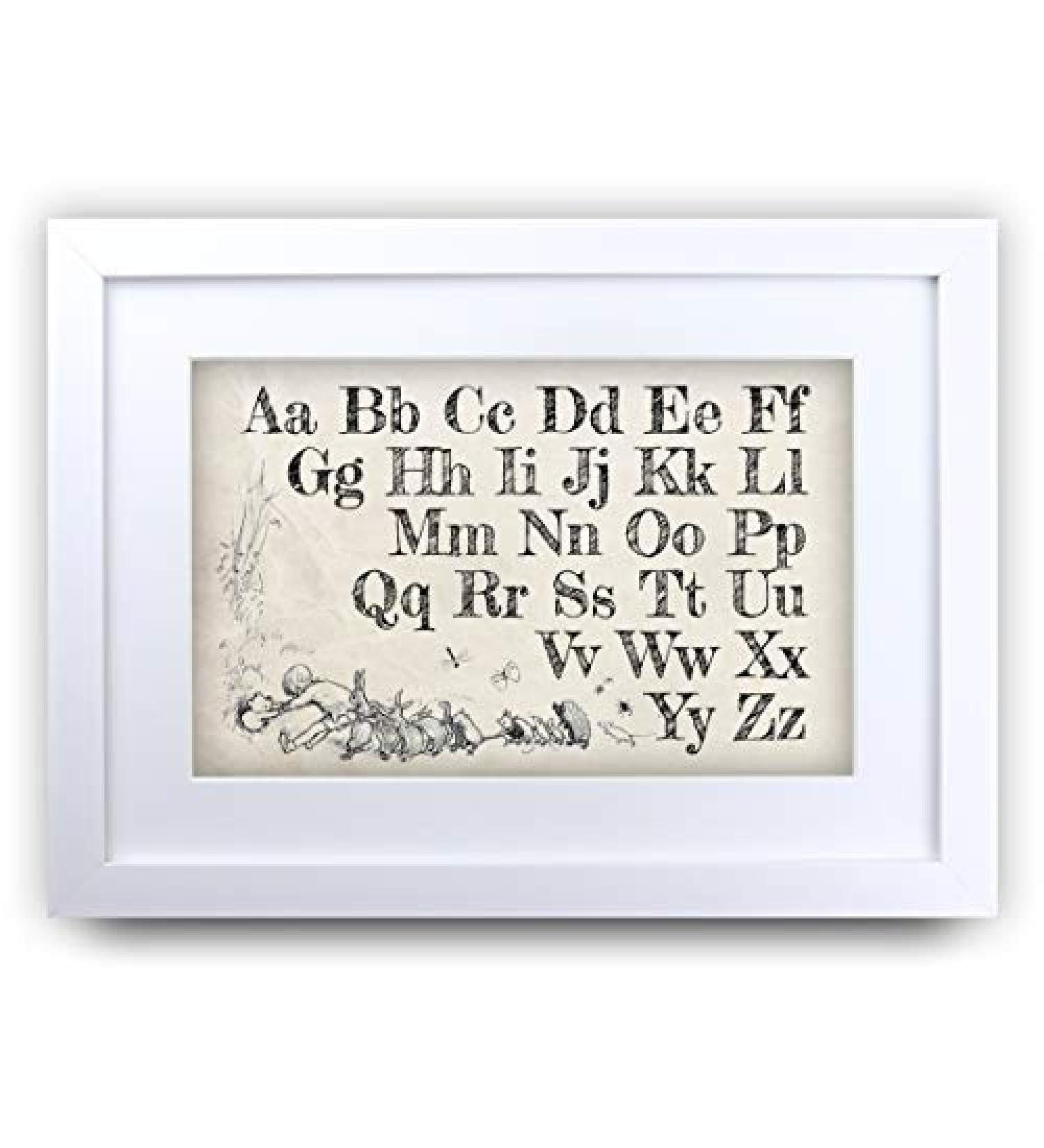 HWC Trading Winnie the Pooh Alphabet A-Z Framed Nursery Print - Educational Baby Shower Gift - Buy Online on GoSupps.com