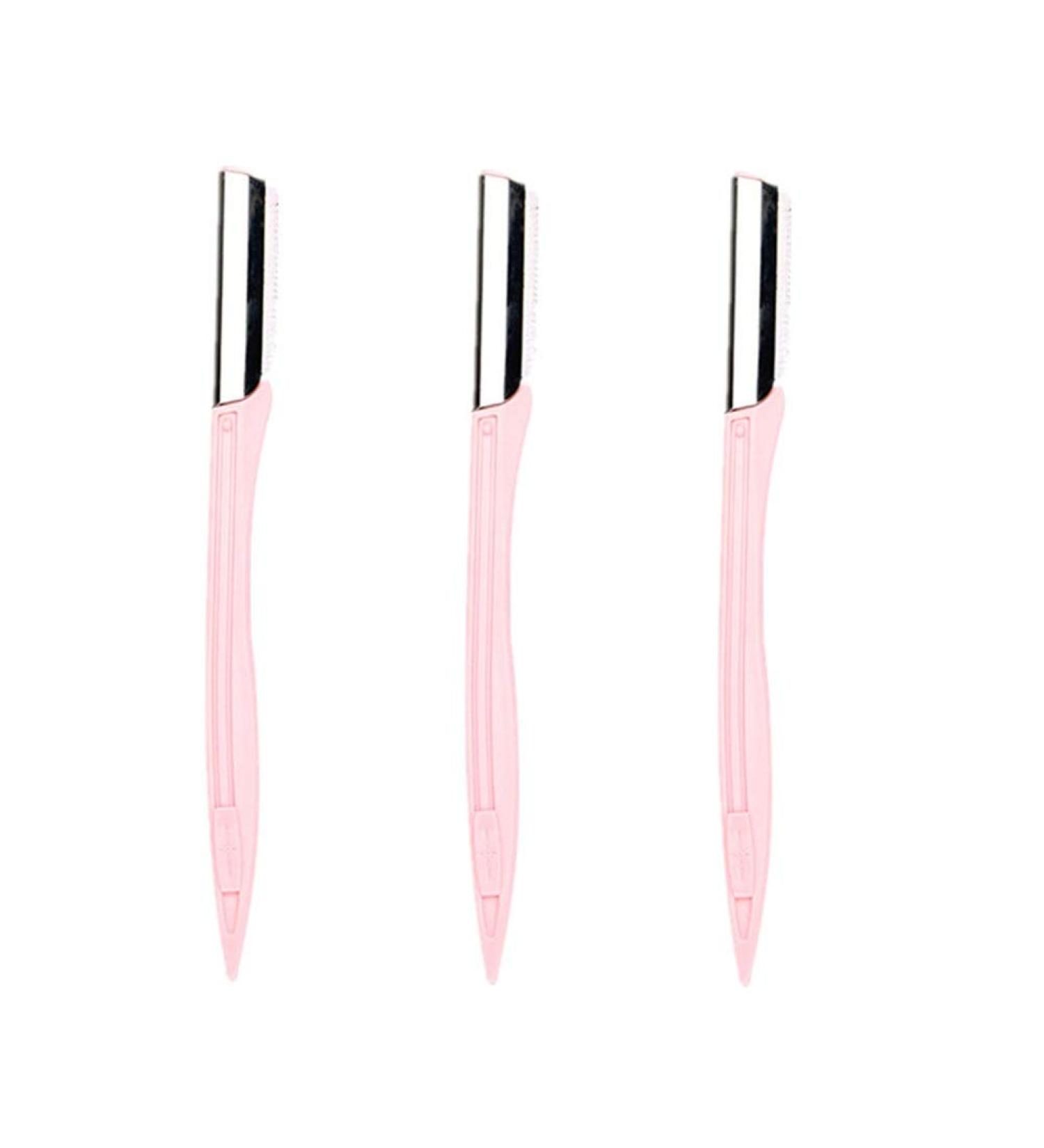 Buy 3PC Facial & Eyebrow Razors - Pink Dermaplaning Tool for Women | Perfect Eyebrow Shaping & Face Hair Removal - Buy Online on GoSupps.com