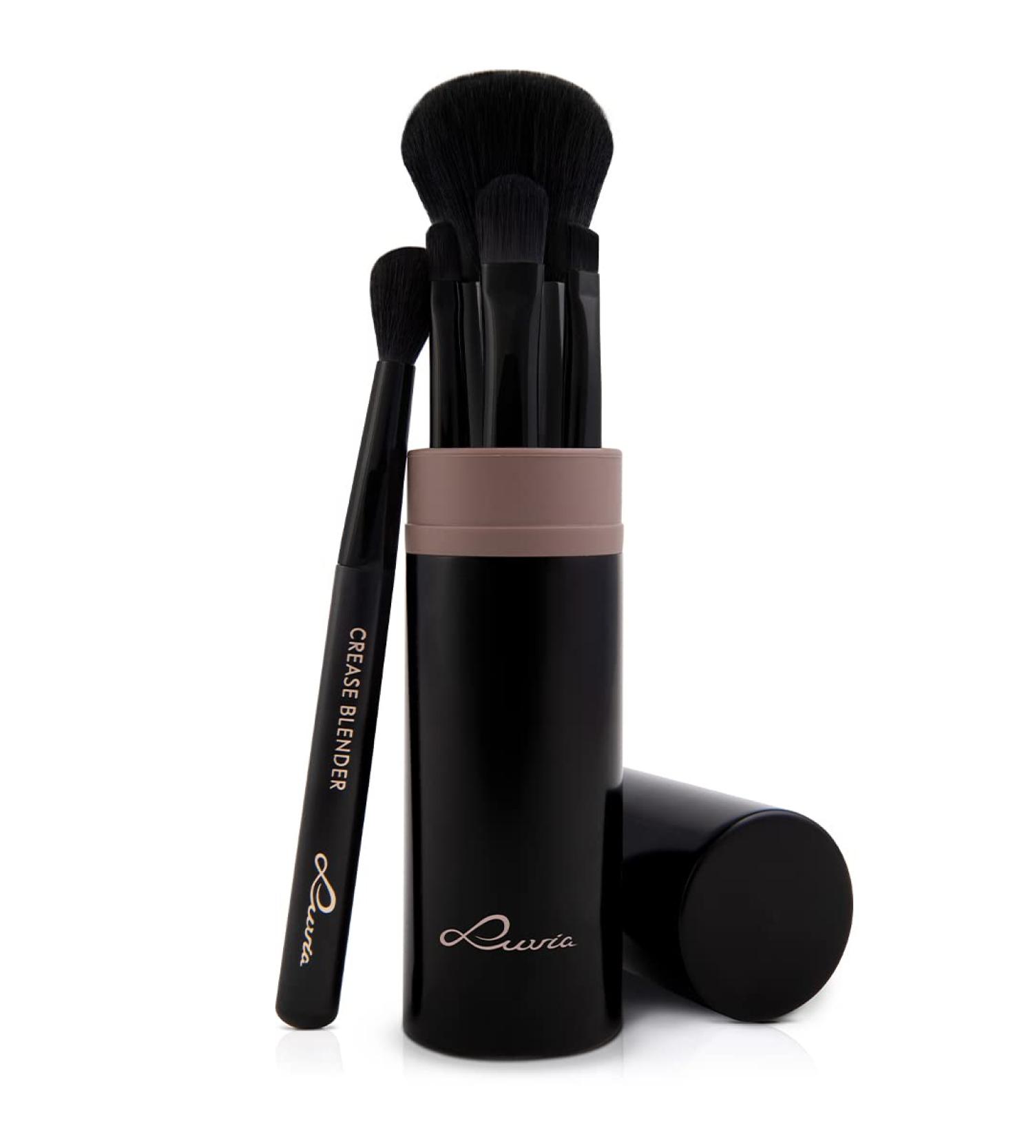 Buy Luvia Travel Make-Up Brush Set - 5 Vegan Cosmetic Brushes with Storage | Black/Espresso - Buy Online on GoSupps.com