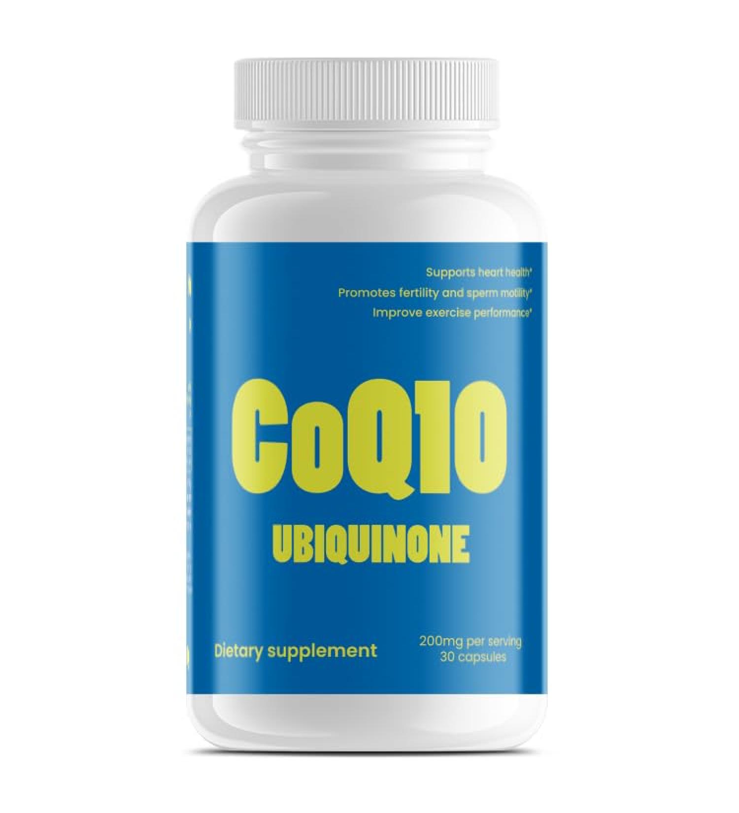 Coenzyme Q10 (CoQ10) - 200mg Daily Antioxidant for Heart Health Energy and Fertility 30 Vegetarian Capsules - 1 Month Supply