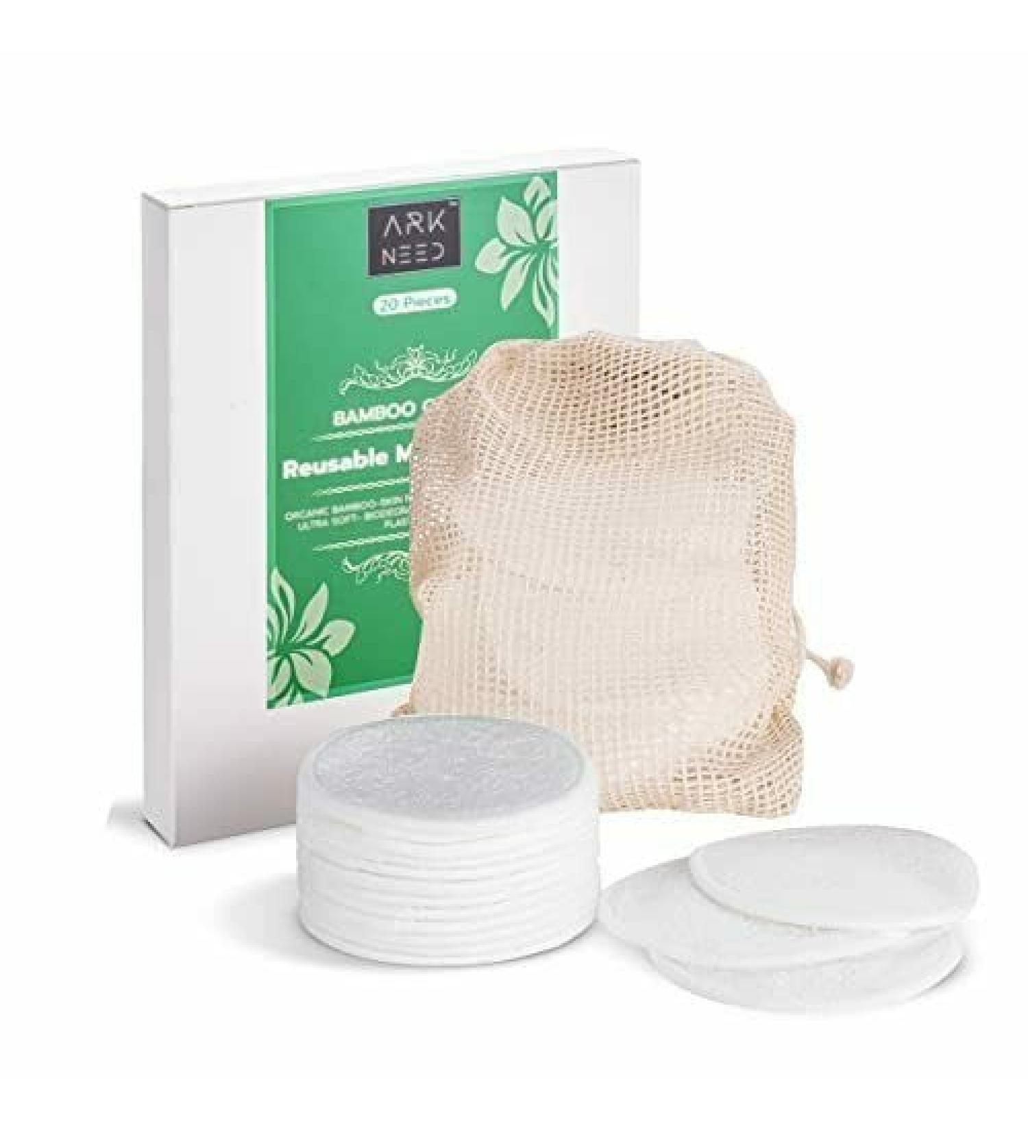 ARKneed 20 Pack Cotton Pads - Reusable Eco-Friendly Bamboo Face Cleaning Pads with Dedicated Laundry Mesh Bag for Day-Night Makeup Removing 20 Count (Pack of 1) - Buy Online on GoSupps.com