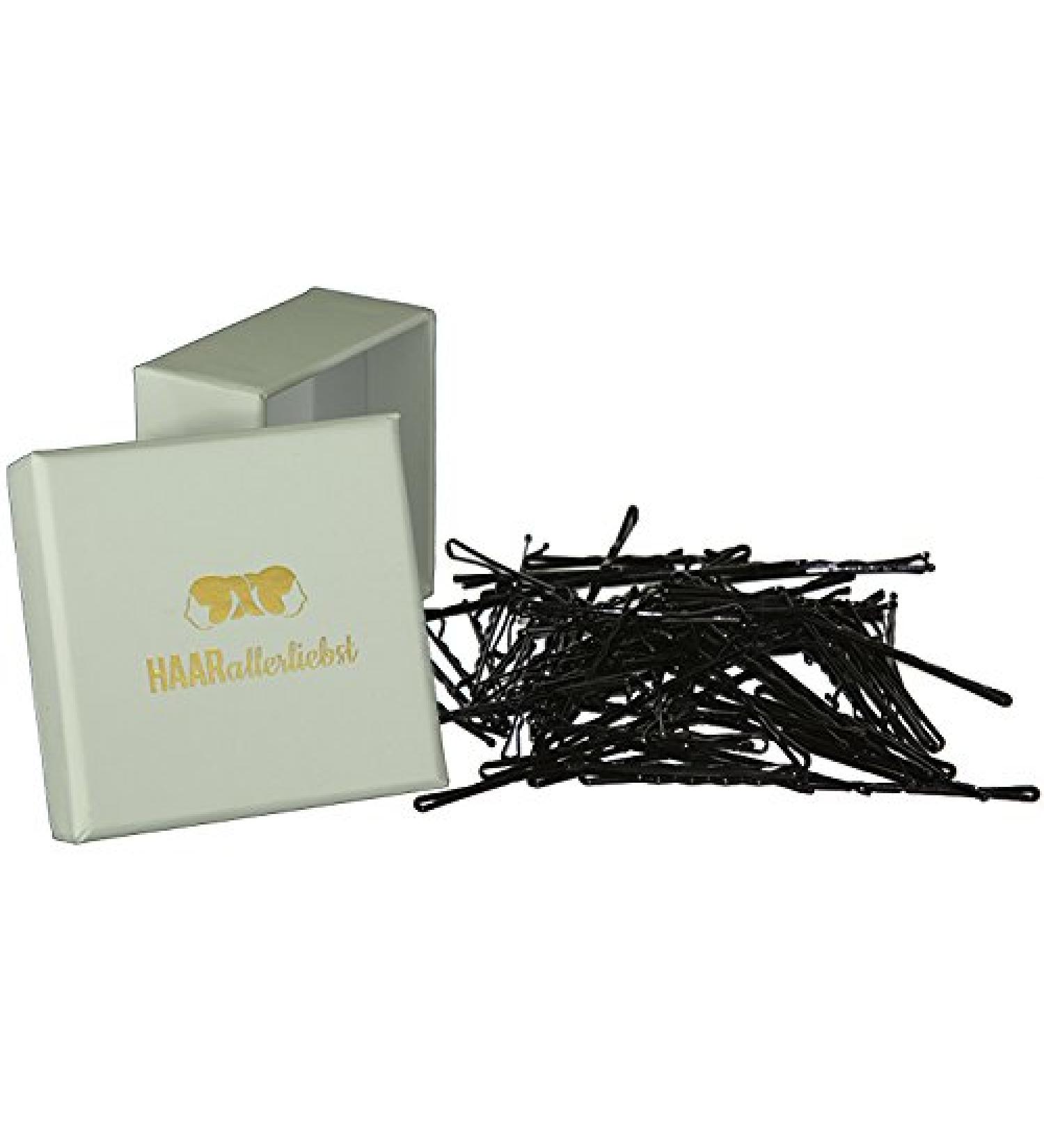 HAARallerliebst hair clips (50 pieces | black | 5 cm) including box for storage (box color: white)
