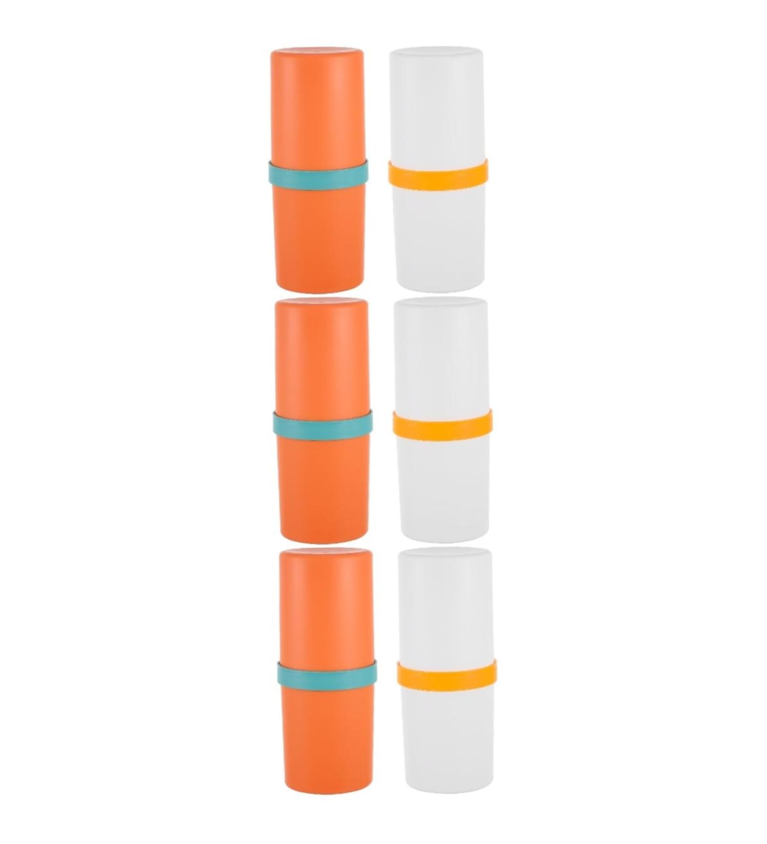 Beavorty Toothbrush Holder Set - 6-Piece Travel Organizer & Toothpaste Grinding Cup - White & Orange - Durable Toothbrush Case & Accessories - Buy Online on GoSupps.com