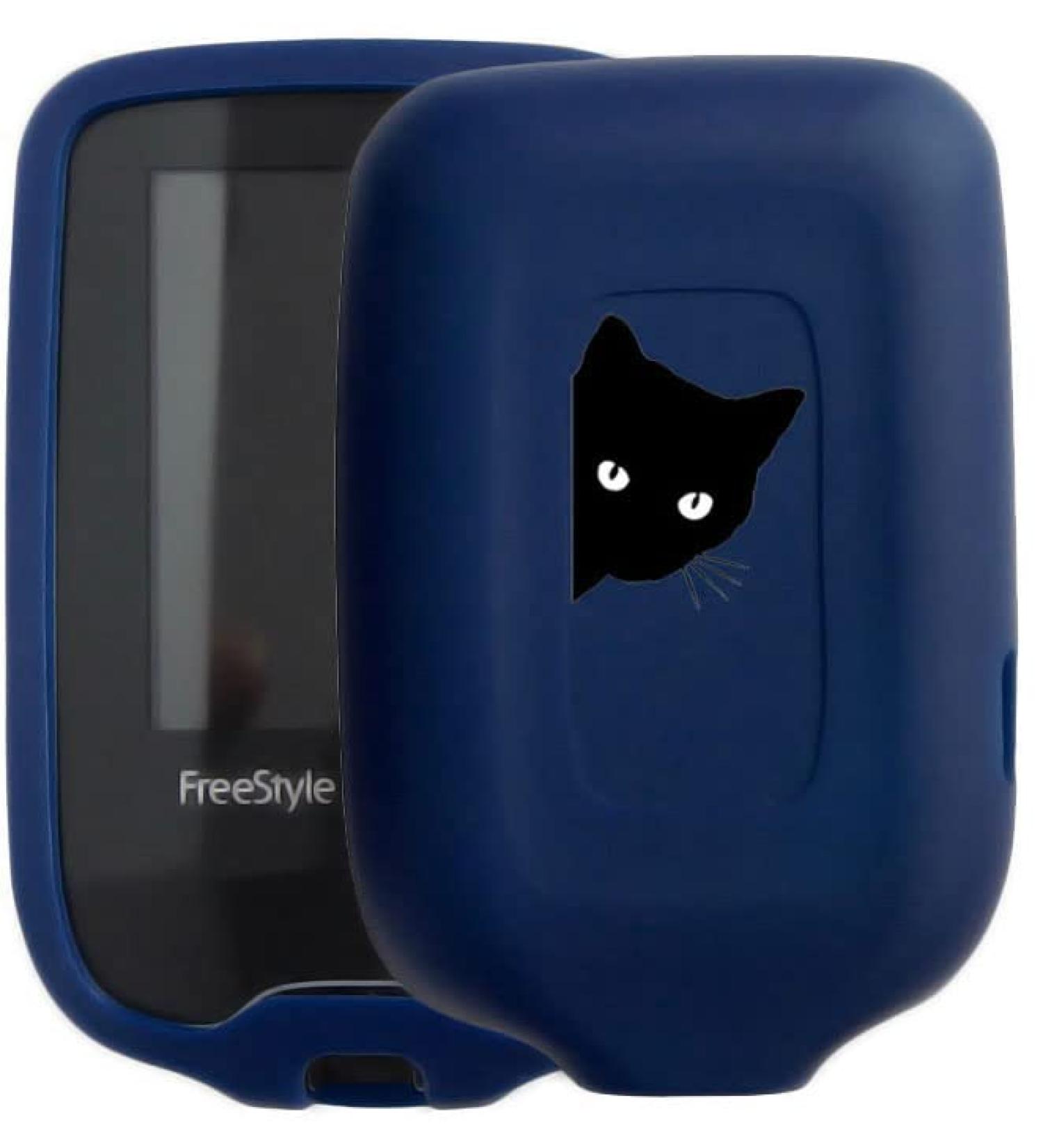 New! Premium Silicone Case with Cartoon Animal Patterns for Freestyle Libre/Freestyle Libre 2 (Continuous Glucose Monitor) (cat/Blue)
