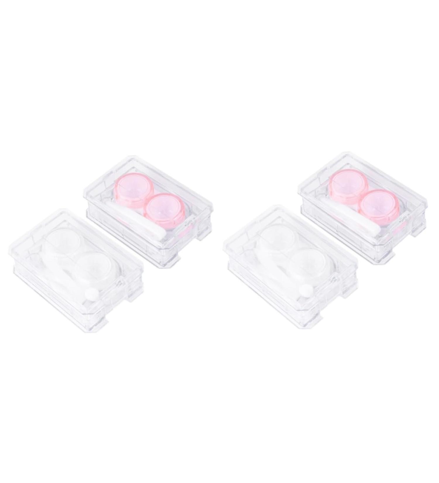 Homsfou 4-Piece Mini Contact Lens Holder Set | Transparent Portable Lens Cases | Cute Colored Lens Containers - Shop Internationally! - Buy Online on GoSupps.com