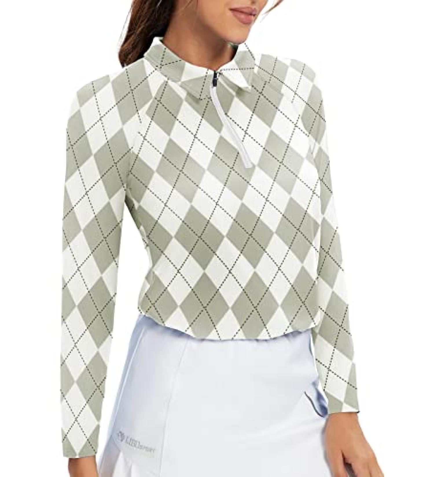Soneven Women's Sleeveless Golf Shirt Polo Tank Top - Grey Plaid | Moisture Wicking Athletic Sportwear - Buy Online on GoSupps.com