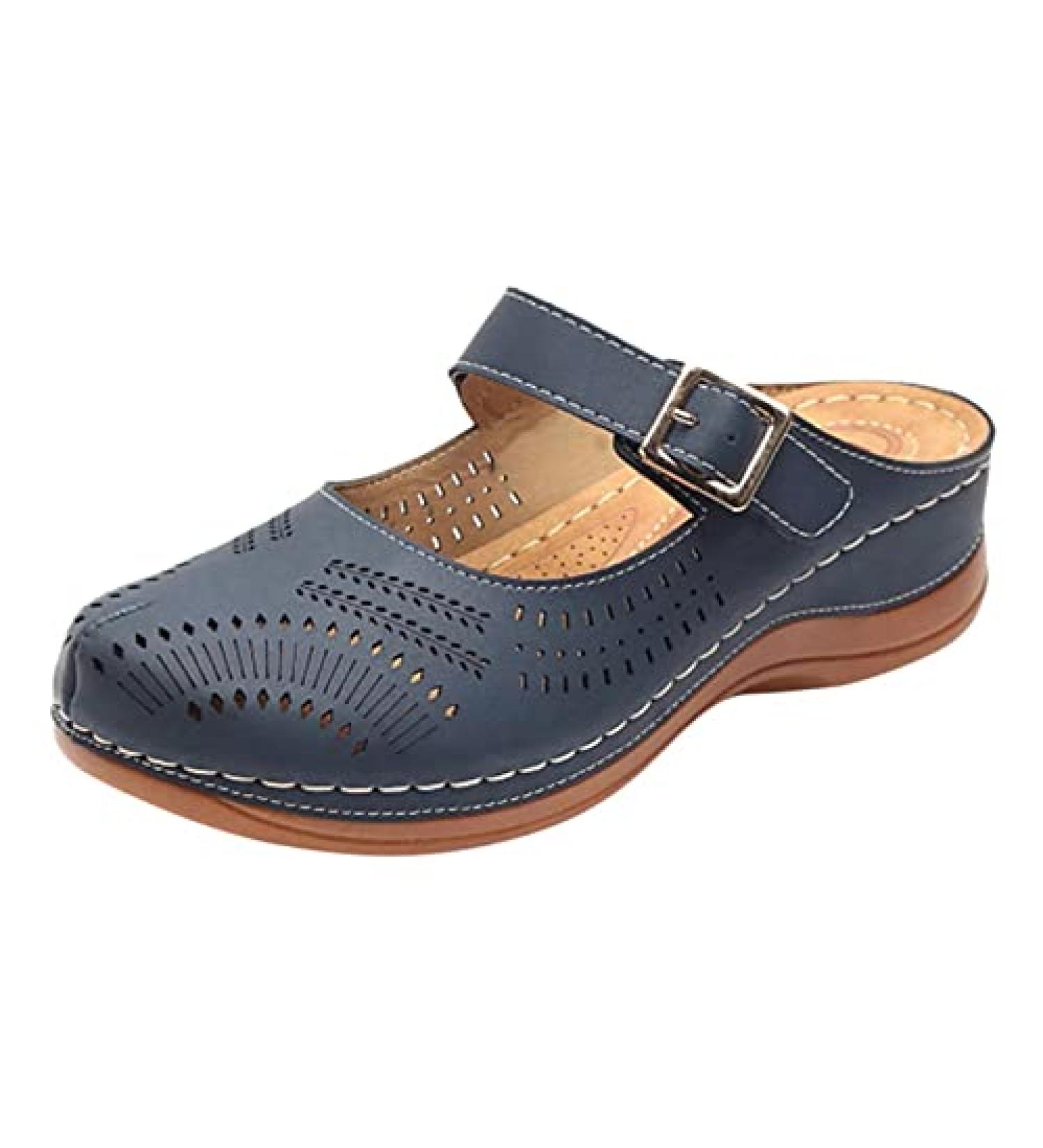 European Style Orthopedic Wedge Sandals for Women - Navy, Size 8 Wide - Buy Online on GoSupps.com