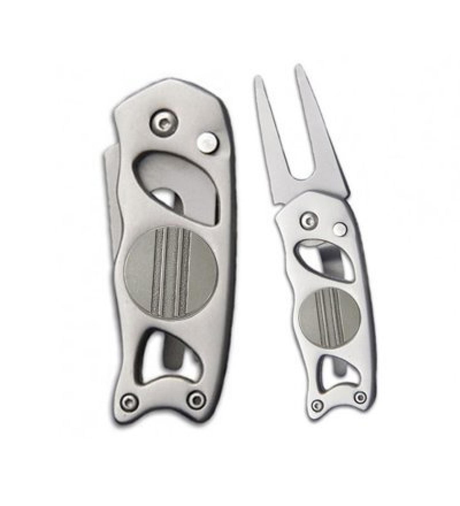 Indiana Metal Craft Switchblade Golf Divot Repair Tool Stainless Steel with Two Putting Alignment Ball Markers