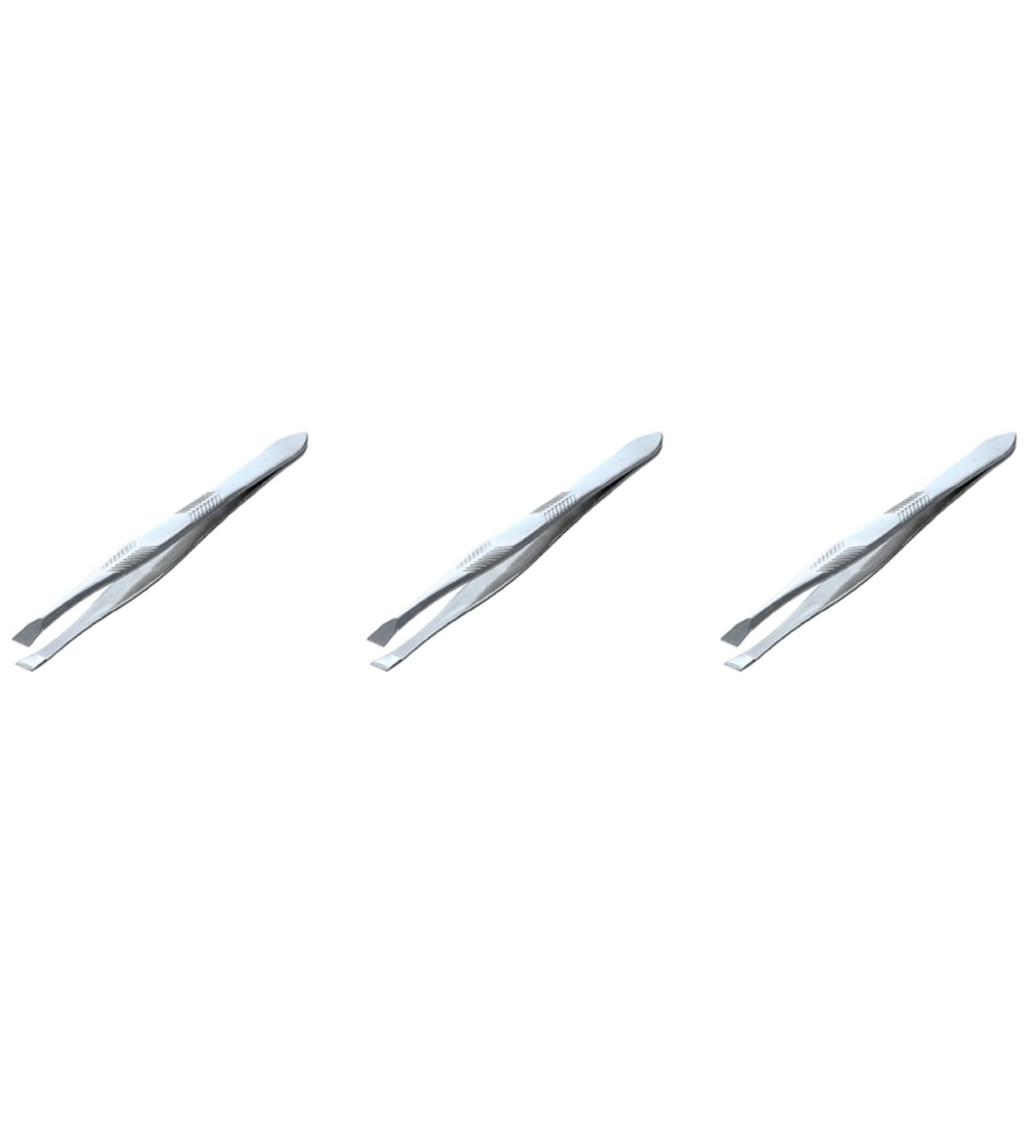 ISTOVO 3X Silver Tone Stainless Steel 3.5 inch Length Tweezer for Eyebrow - Buy Online on GoSupps.com