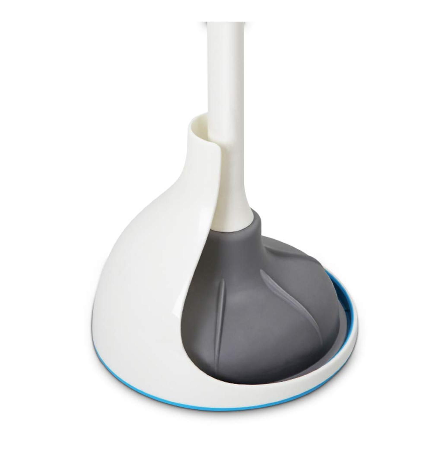 BOOMJOY Heavy Duty Toilet Plunger with Holder Set - White Blue | Bathroom Essential - Buy Online on GoSupps.com