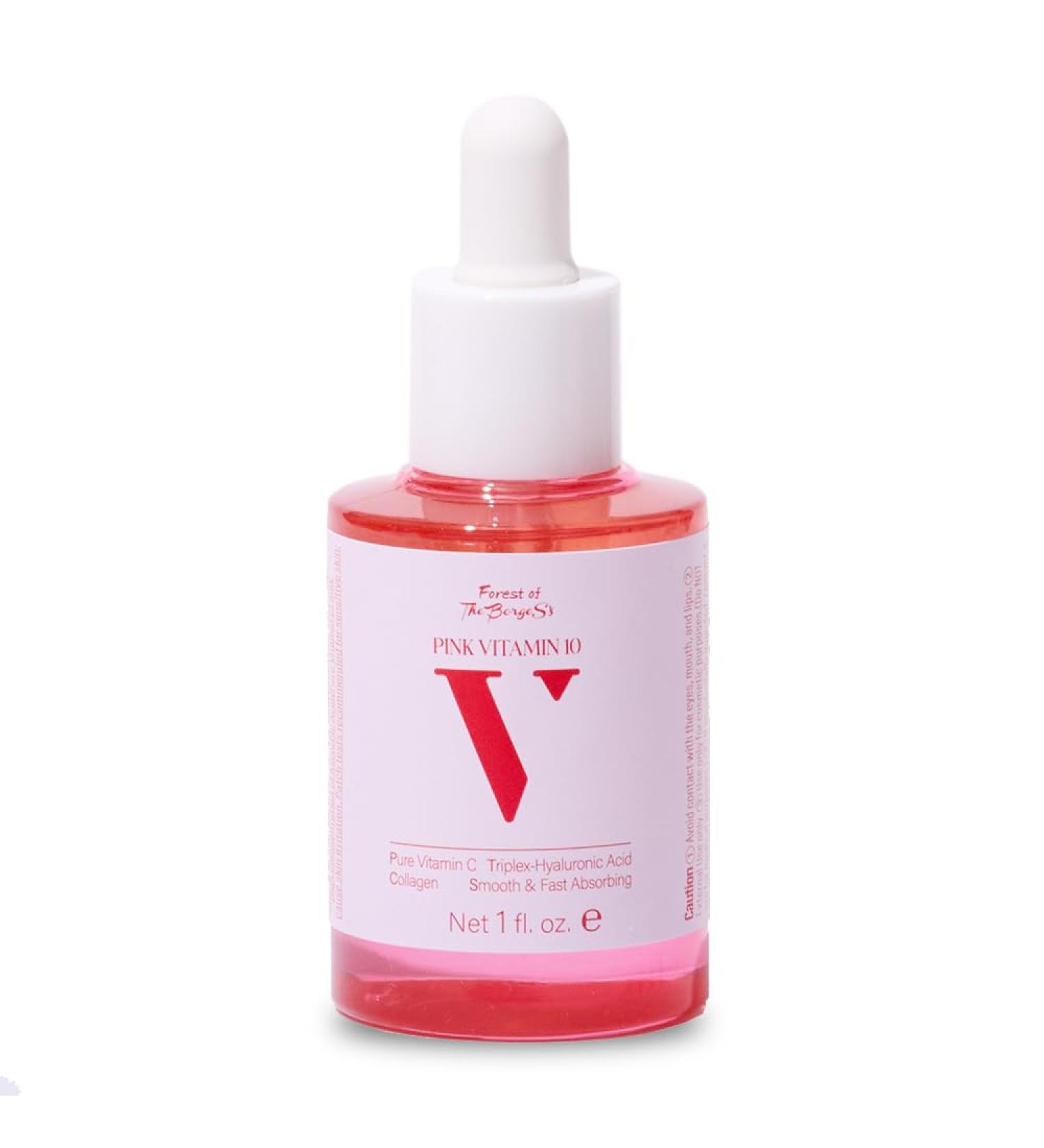 Forest of the Borges's Pink V10 Vitamin Serum 1.0 fl oz 10% Pure Vitamin C with Niacinamide Panthenol Collagen EGF & Hyaluronic Acid Lightweight Korean Facial Serum for Daily Use. - Buy Online on GoSupps.com