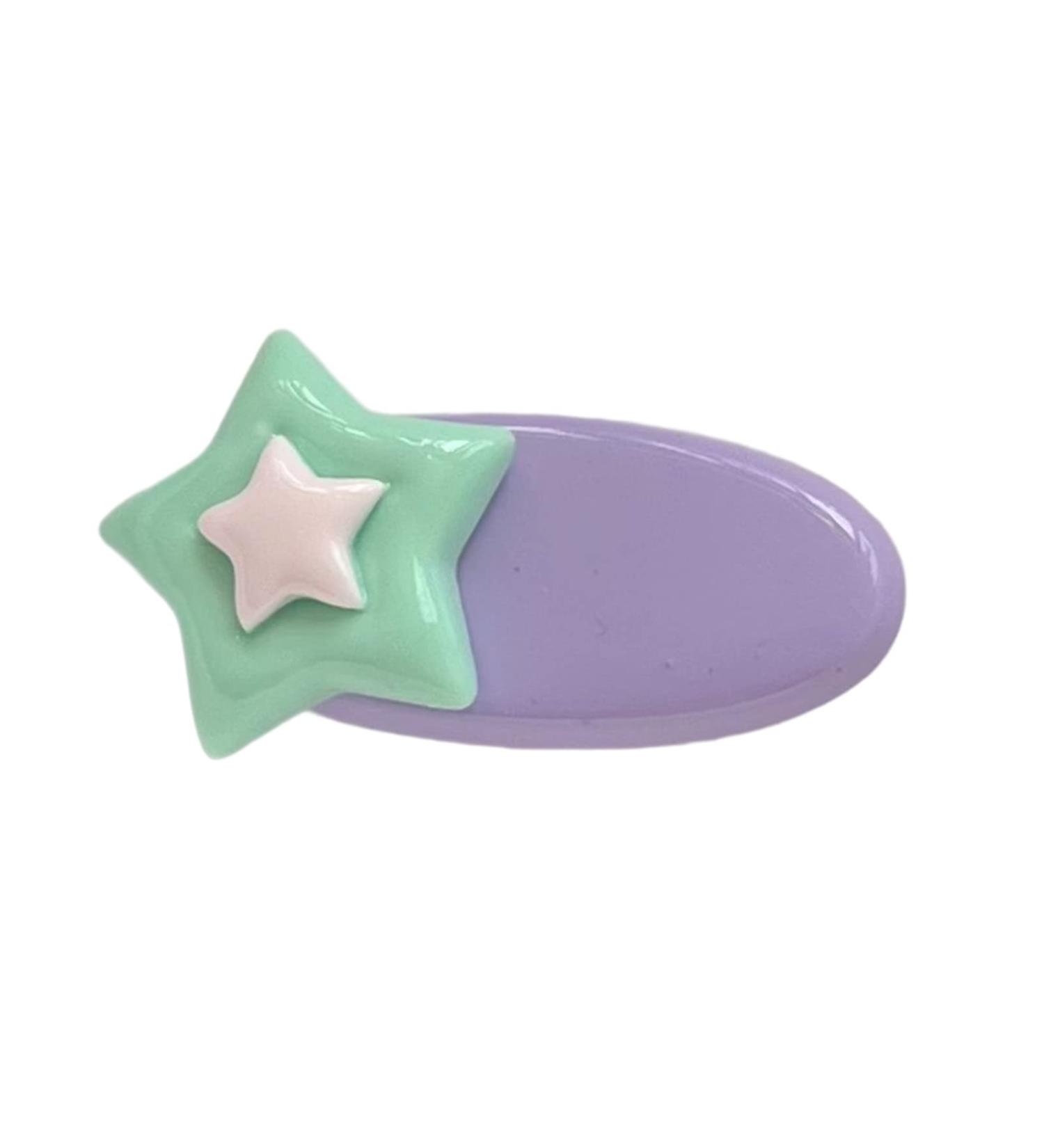 amangul Small-fresh Hair Clip for Hot Girls Stero Star Shape Hair Barrettes Candy Color Ponytail Hair Barrettes for Teens Girls(Green Star) - Buy Online on GoSupps.com