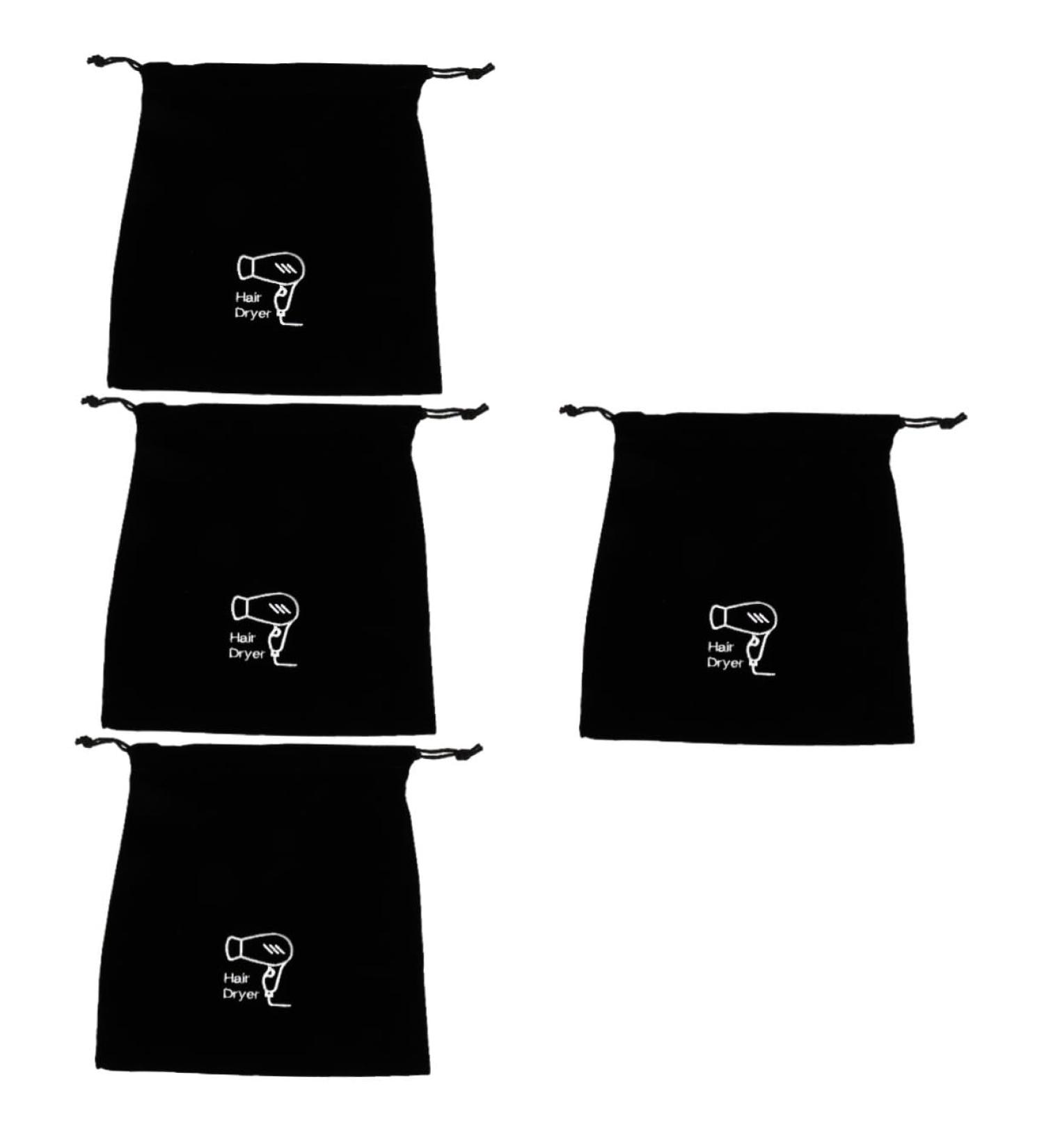 BIUDECO 4 Pcs Hair Dryer Storage Bag Mini Hair Organizer Storage Hair Dryer Travel Bag Tool Flannel Black - Buy Online on GoSupps.com