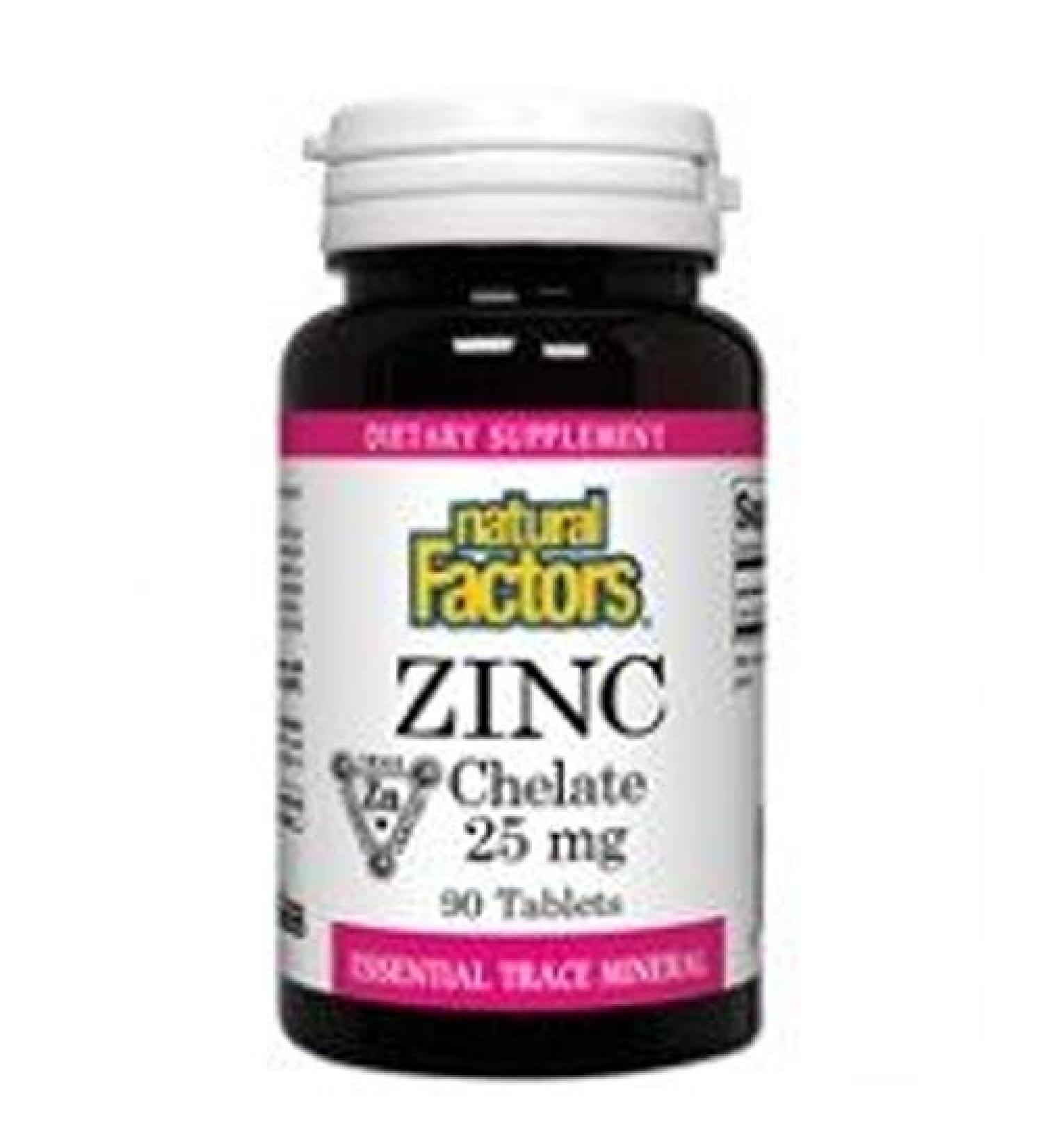 Natural Factors - Zinc Chelate 25mg Support for Healthy Skin & Immune Function 90 Tablets 1