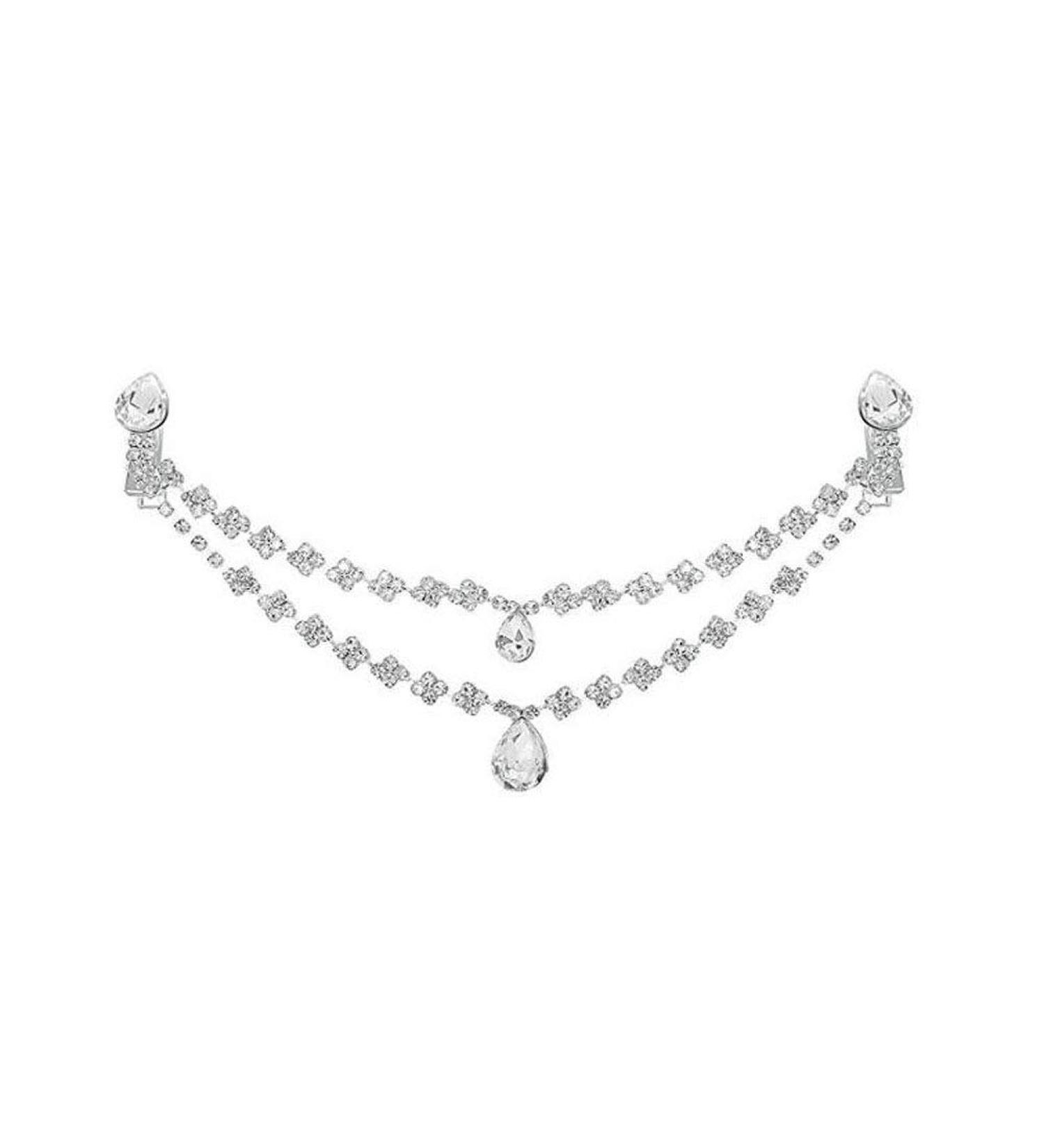 Silver Rhinestone Double Chain Headpiece for Women - Wedding & Prom Accessory - Buy Online on GoSupps.com