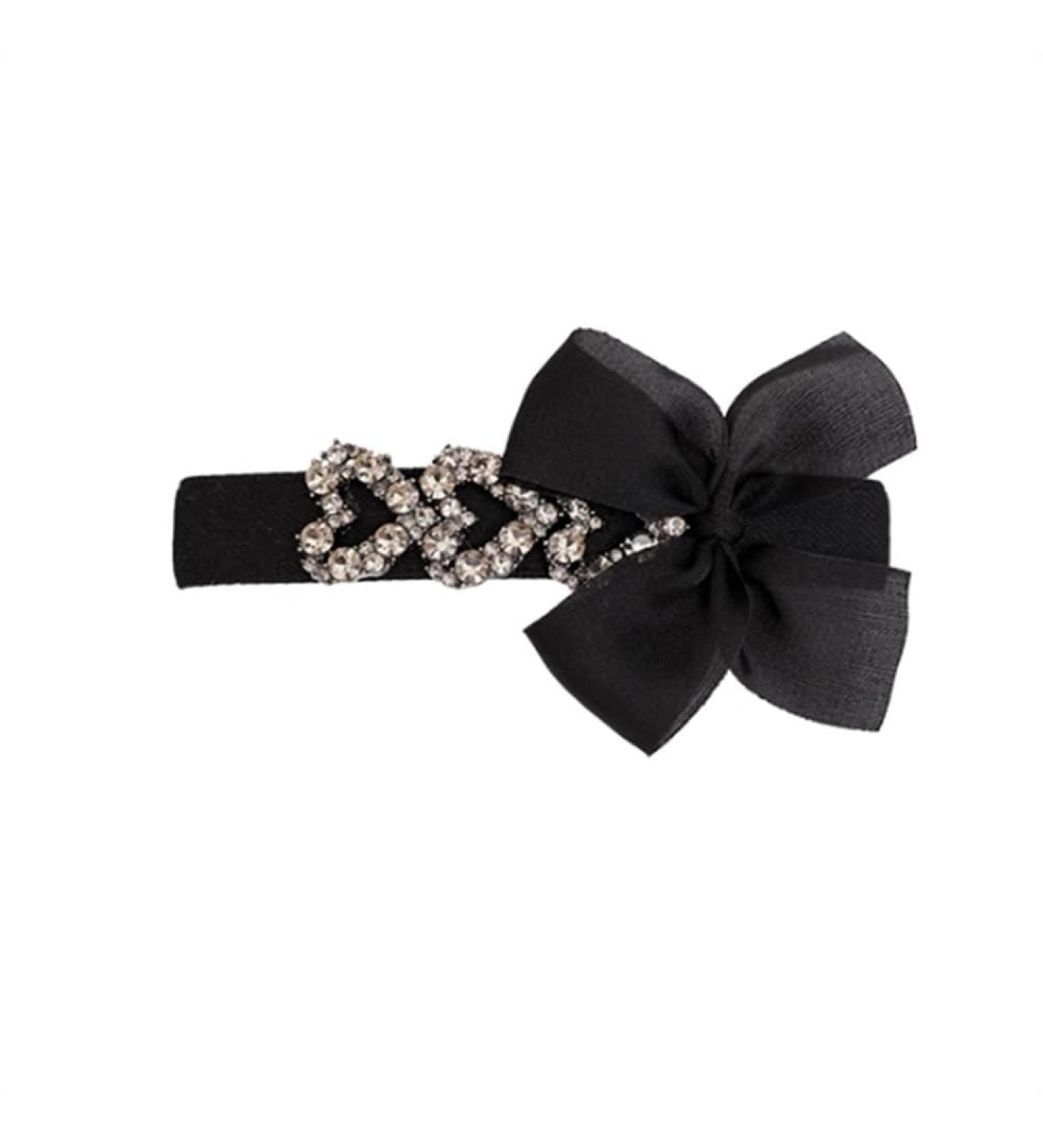 Hair Barrettes for Women Female Love Rhinestone Fabric Bow Hair Clip Hair Accessories 1 count (Pack of 1) Black - Buy Online on GoSupps.com