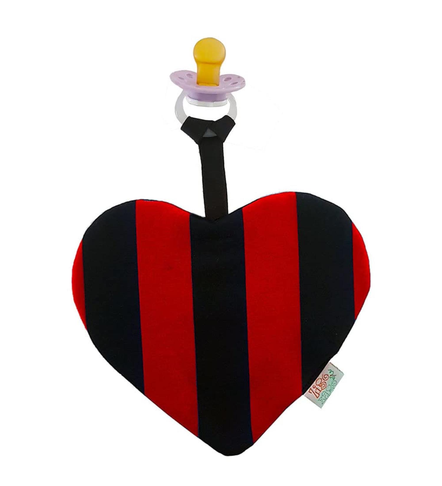 Zigozago - Pacifier chain DOUDOU heart red and black