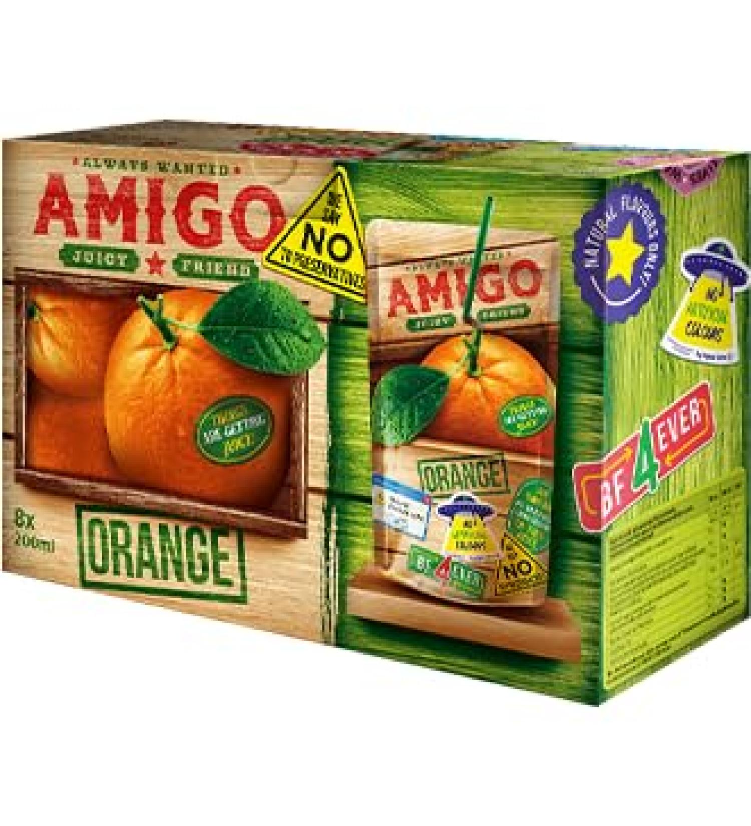 Amigo Juicy Friend Soft Drinks 200ml Pack of 8 Always Wanted (Orange 1 Can) - Buy Online on GoSupps.com