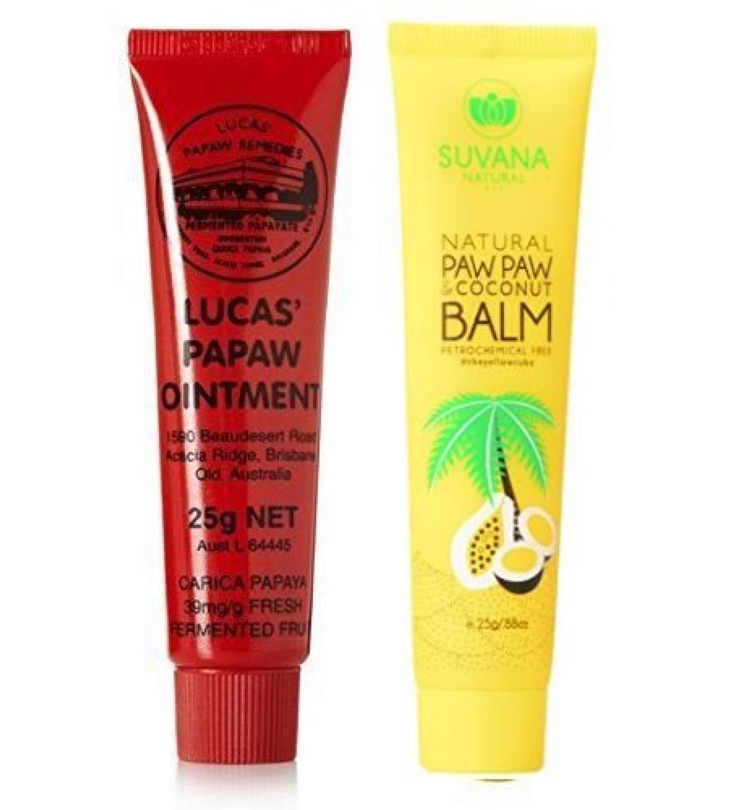 Lucas Papaw 25gram + Suvana Paw Paw 25gram Combo (Lucas Papaw 25gram + Suvana Paw Paw Coconut 25gram) Lucas Papaw 25 Gram + Suvana Paw Paw Coconut 25 Gram