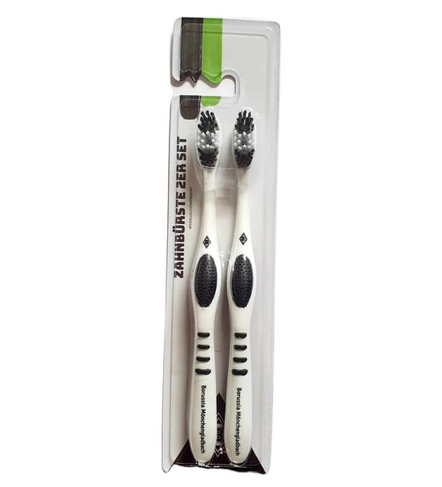 Borussia M nchengladbach Toothbrush 2 Series Pack | Official Fan Merchandise | Modern Design Medium-Soft Bristles Ergonomic Handle - Buy Online on GoSupps.com