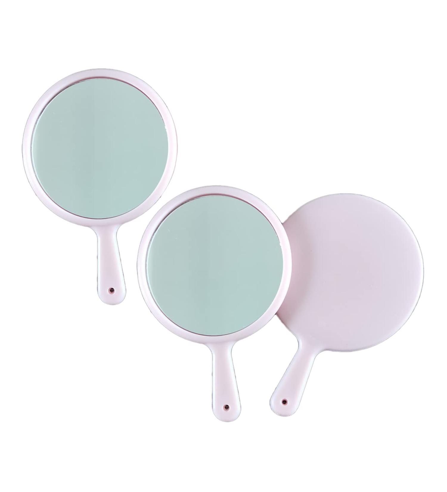 Laseners 3-Piece Small Hand Mirror Set - Portable Round Cosmetic Mirrors in Pink for Travel and Daily Use - Buy Online on GoSupps.com