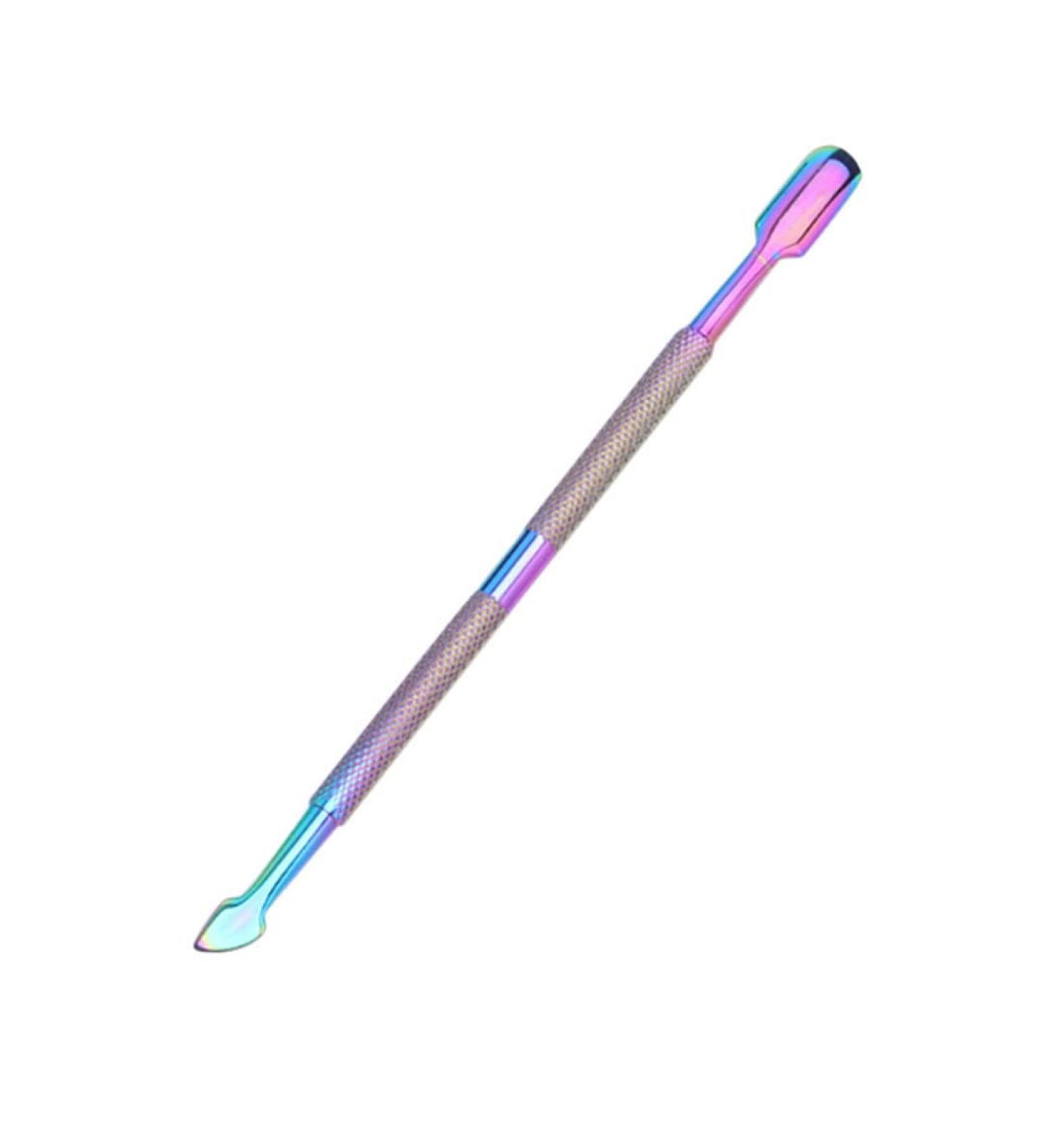Rainbow Stainless Steel Nail Cuticle Pusher Tweezer Nail Art Files Gel Polish Manicure Care Groove Tool 03