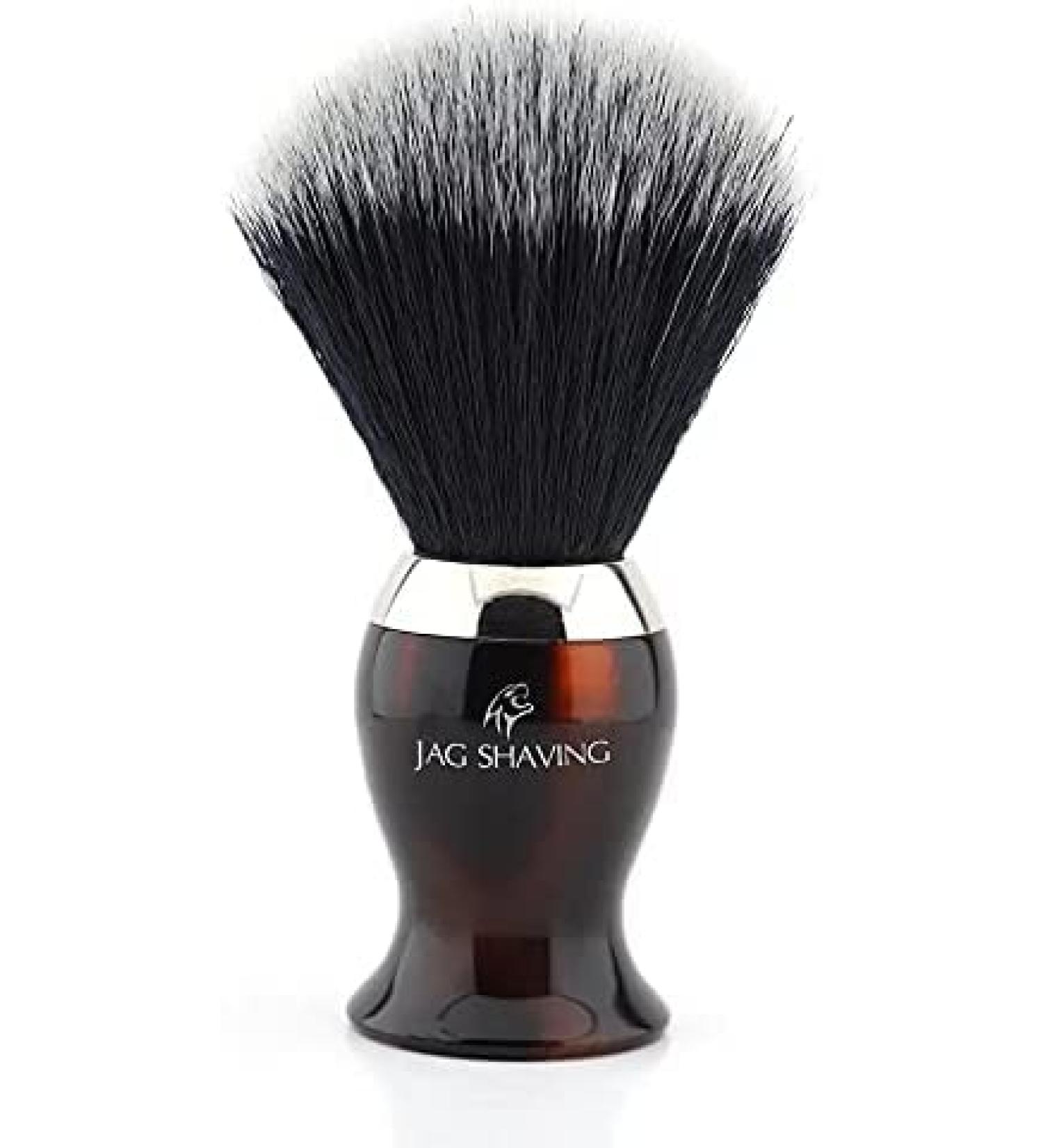 Black synthetic hair brush with resin handle brush men's shaving brush by Jag Shaving