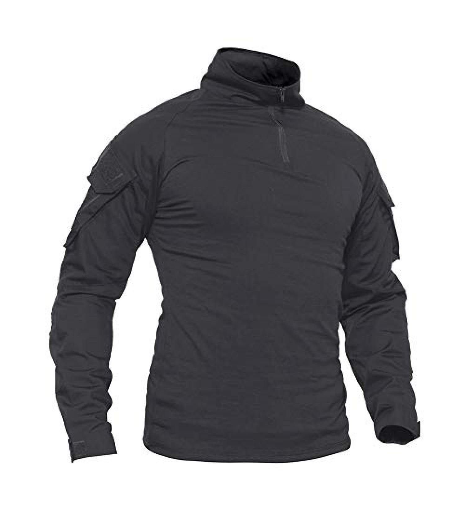 TACVASEN Men's Military Slim Fit Pullover Long Sleeve 1/4 Zip T-Shirt - Dark Gray, XL - Buy Online on GoSupps.com