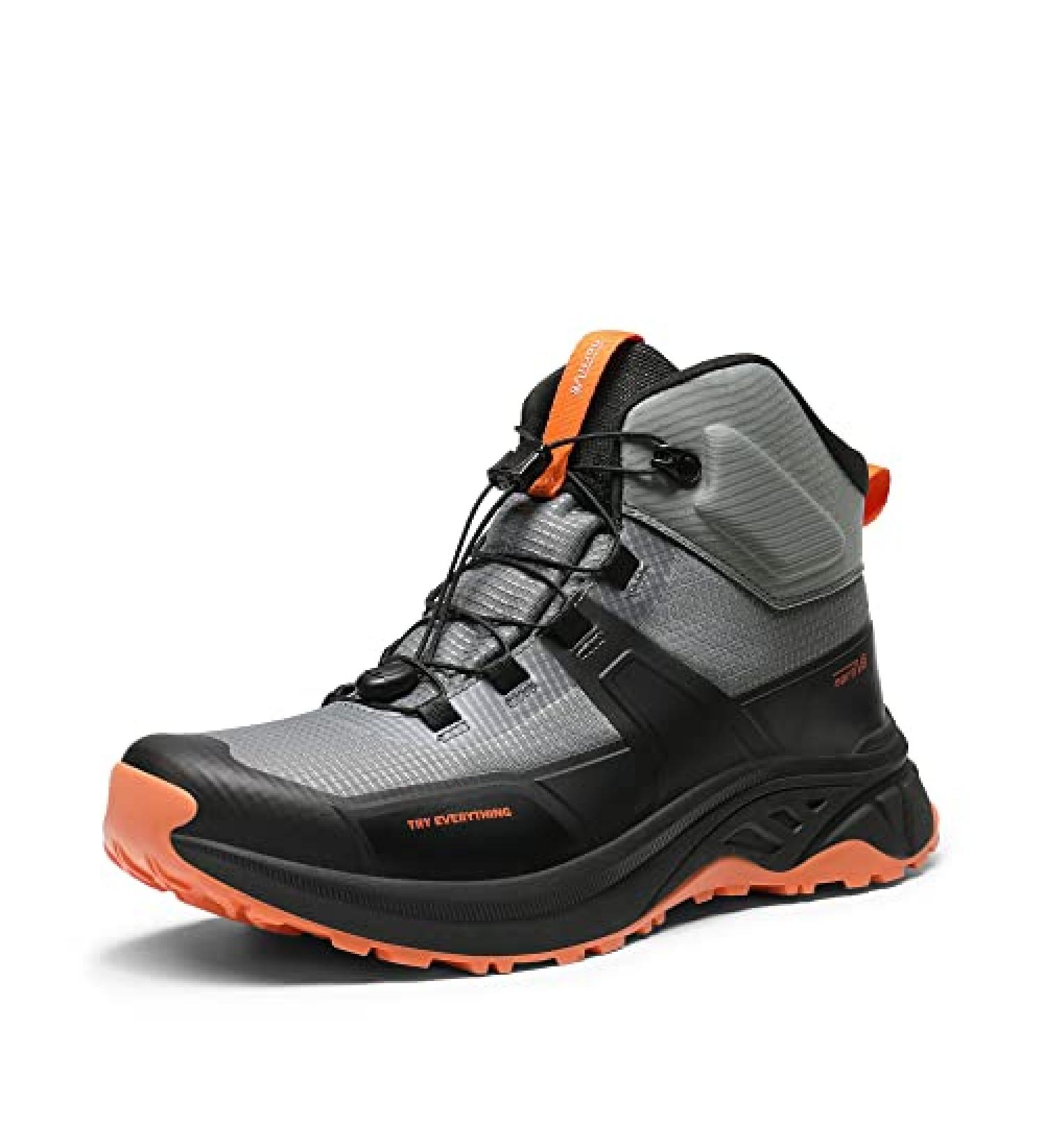 NORTIV 8 Men's Waterproof Hiking Boots Outdoor Shoes 12 - Grey/Orange | Durable & Stylish - Buy Online on GoSupps.com