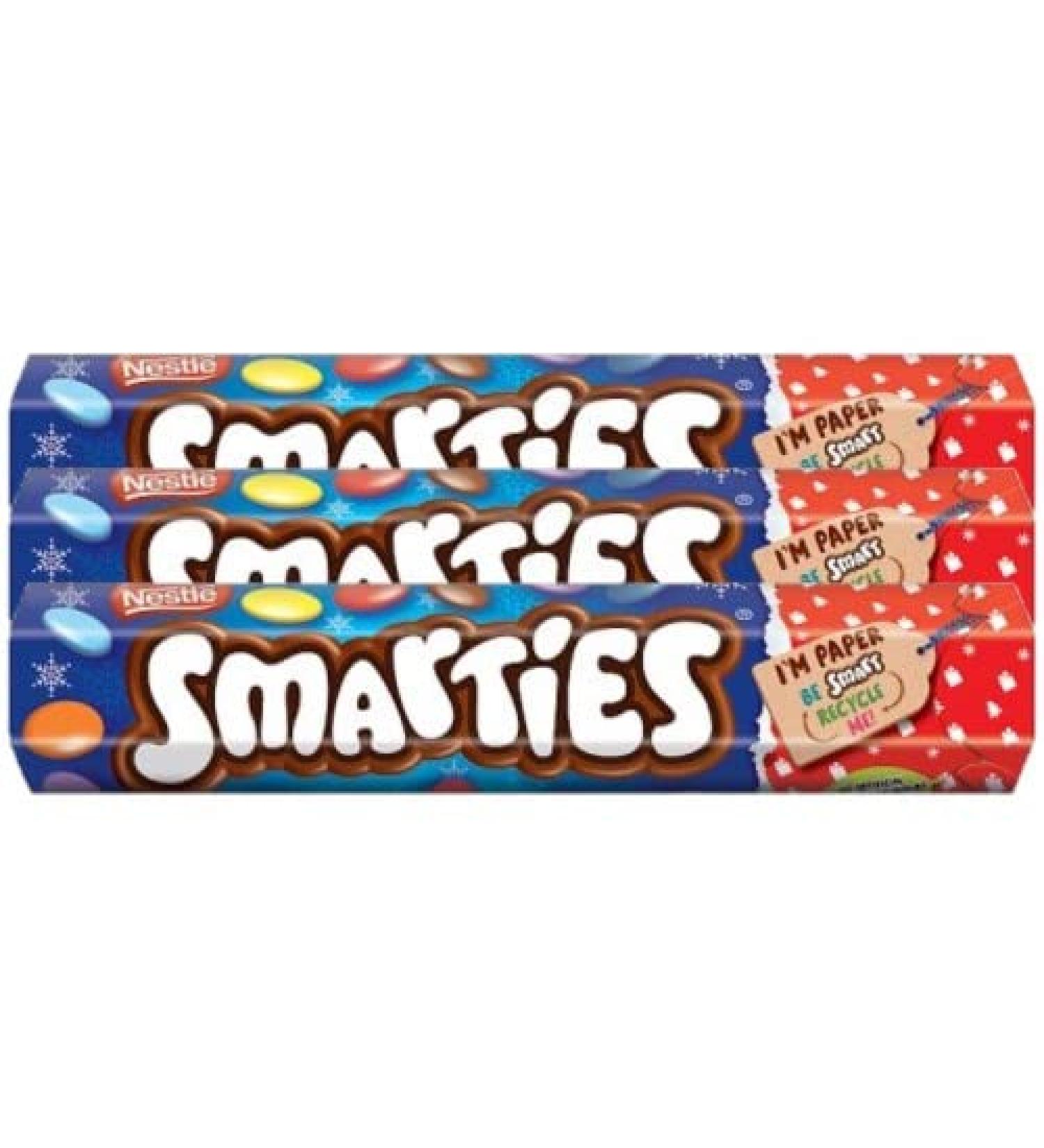 3 x 120g Smarties Giant Tube No Artificial Colours Flavours Or Preservatives