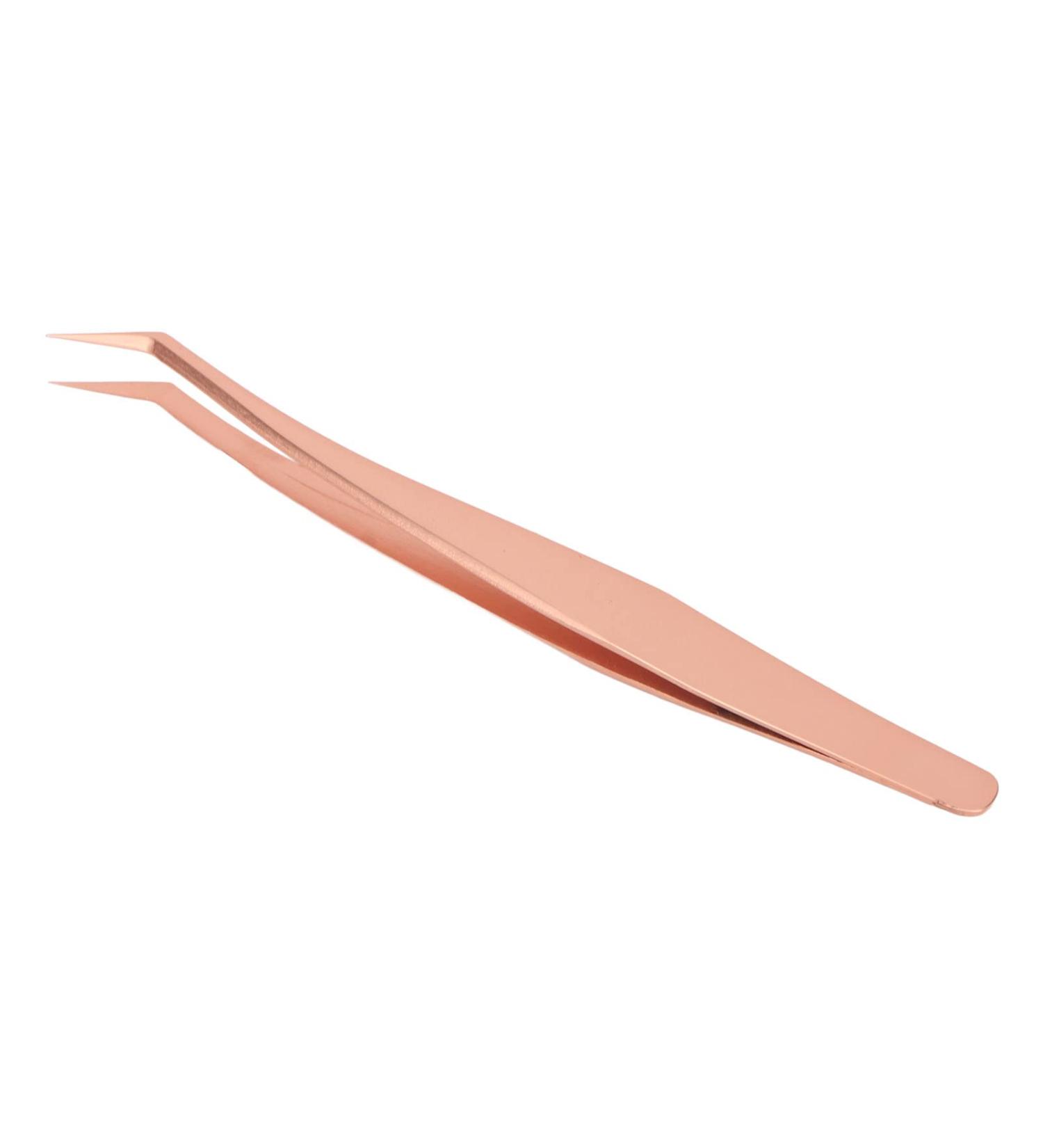 Buy Stainless Steel Eyelash Tweezers | Long Slanted Tweezers for False Eyelash Extension International Shipping Available - Buy Online on GoSupps.com