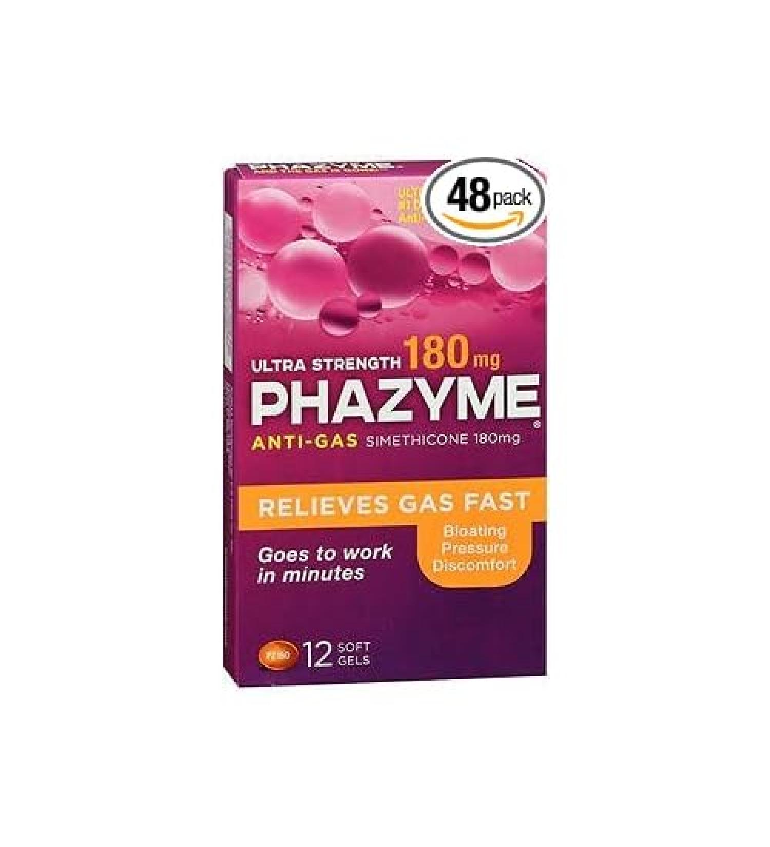 Phazyme Ultra Strength 180 mg Softgels -12 ct Pack of 4