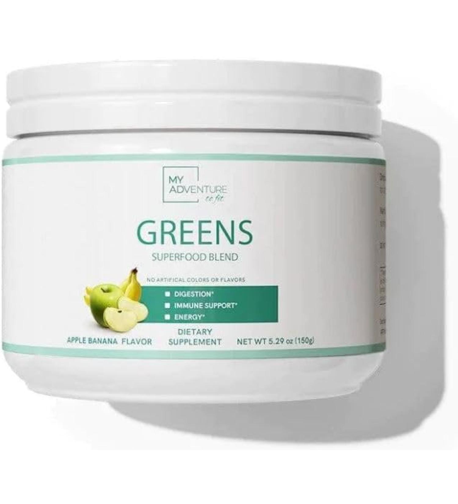 Apple Banana Greens Powder Superfood 5.29oz - Keto Friendly, Vegan, Sugar Free - Natural Energy & Gut Health Boost - Low Carb Superfood Supplement - Buy Online on GoSupps.com