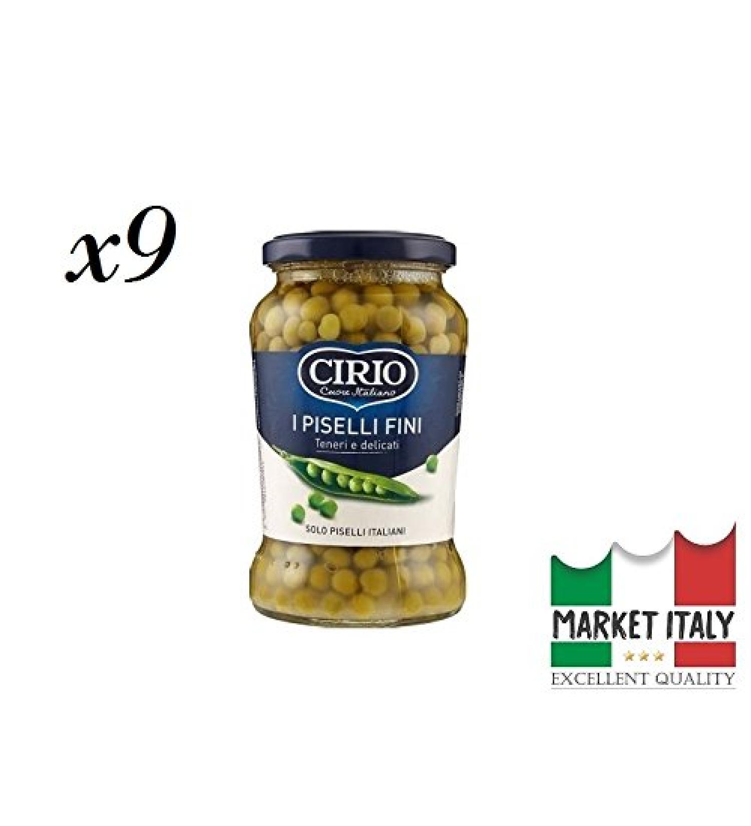 Cirio fine tender and delicate peas grown in Italy (9 x 370 g)