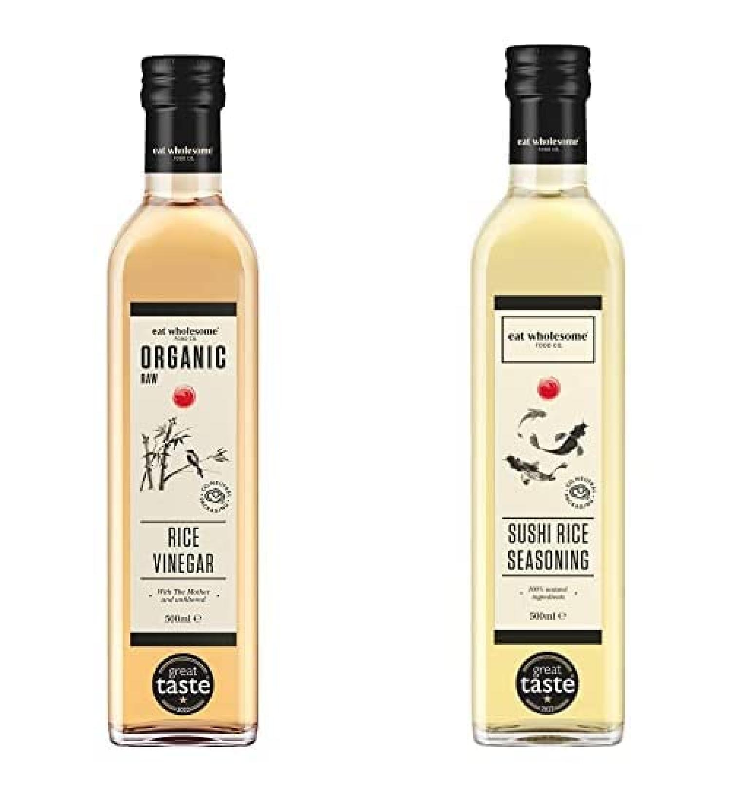 Eat Wholesome Organic Raw Rice Vinegar 500 ml & Sushi Rice Vinegar Seasoning 500 ml