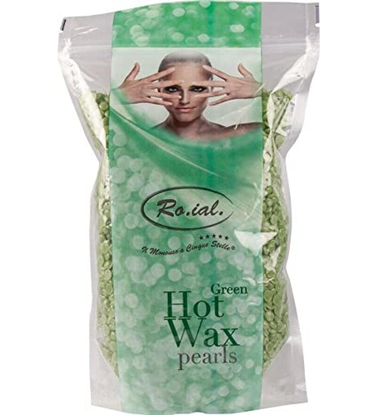 Ro.ial warm wax beads/hot wax for hair removal - green - use without fleece strips!