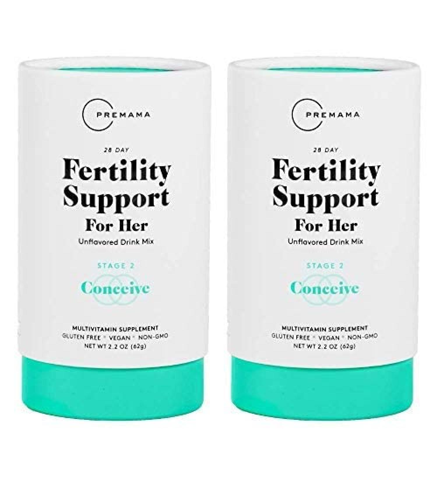 Premama Fertility Supplement for Women - Myo Inositol Powder with Folate and Vitamin B12 for Conception Support | Vegan Gluten-Free Drink Mix - 28 Servings (2 Pack) - Buy Online on GoSupps.com
