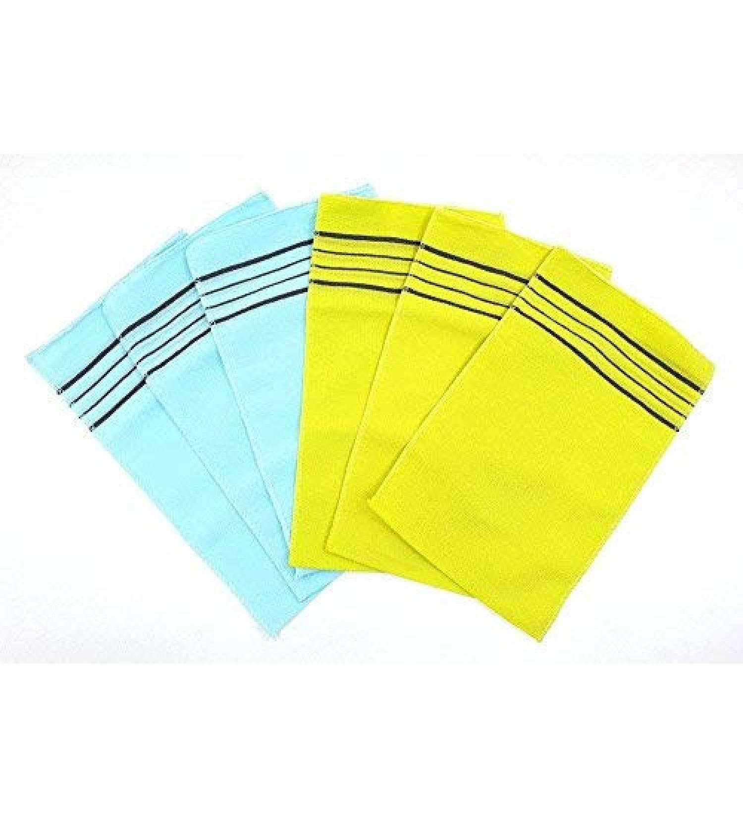 Olivia tree Korea Italy Towel Bath Towel Gloves X-Large Size Color: Light blue / yellow (6pack)