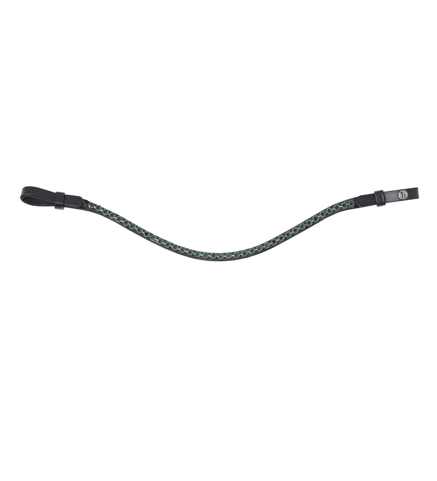 HORZE Noir Leather Bow-Shaped Horse Browband with Crystal Details - Black/Green - Horse - Buy Online on GoSupps.com