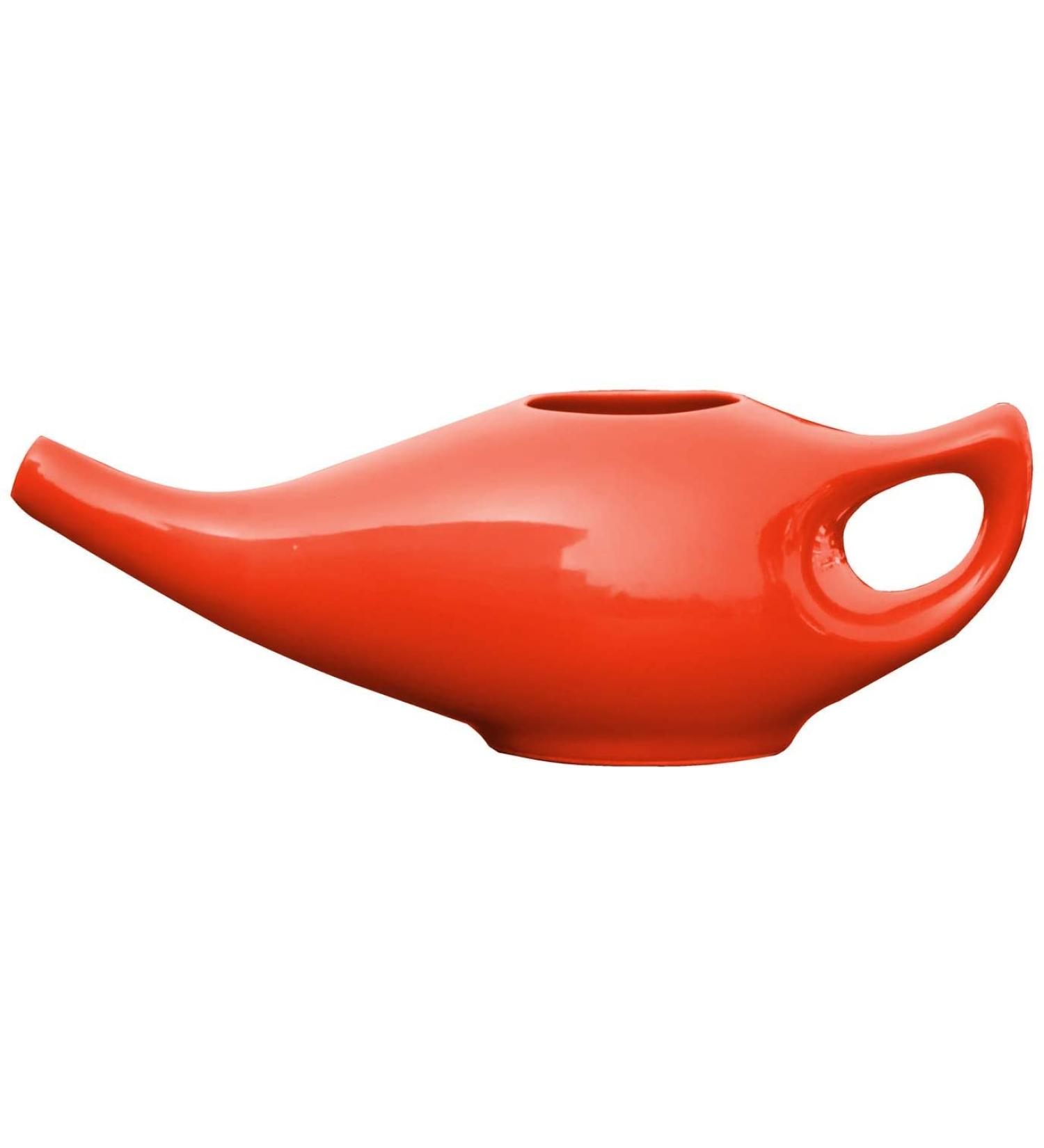 Durable Ceramic Neti Pot - Non-Metallic Comfortable Grip - Microwave/Dishwasher Safe (Red) - Buy Online on GoSupps.com