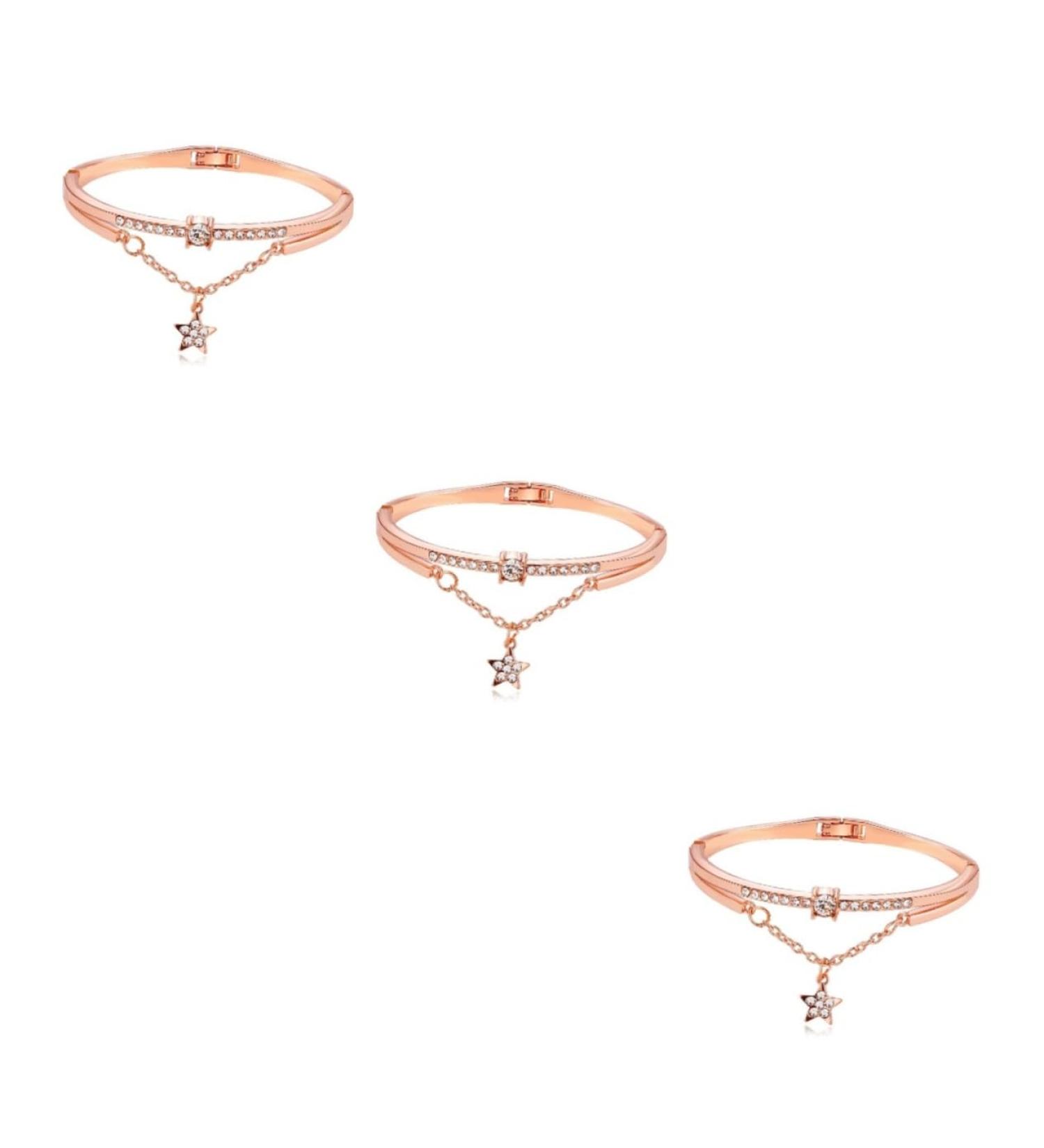 Fomiyes 3-Stone Women's Bracelet - Sun and Moon Cuff Retro Gem and Rhinestone Silver Chain Jewelry - Buy Online on GoSupps.com