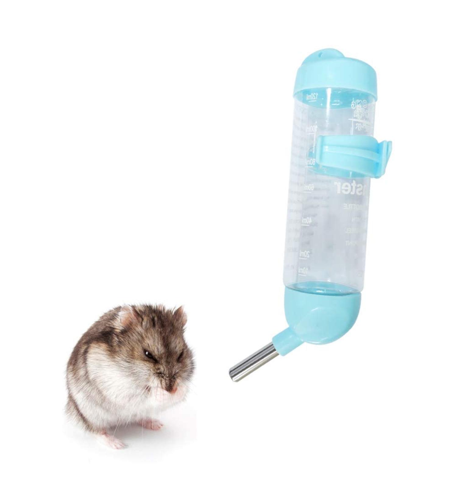 WishLotus Hamster Dispenser Bottle No Drip Plastic Hanging Water Bottle Automatic Water Bottle Dispenser Cage Bowl with 2 Rolling Balls for Rabbit Guinea Pig Rat Gerbil Chinchilla (125ml Blue) 125ml Blue - Buy Online on GoSupps.com